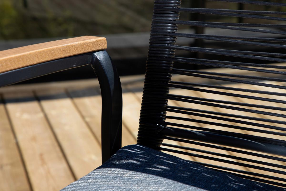 Gartenstuhl 2er-Set Dallas ca. 57x83,5x63,5 cm Schwarz - Schwarz/Akaziefarben, KONVENTIONELL, Holz/Kunststoff (57/83,5/63,5cm) - Gardenson