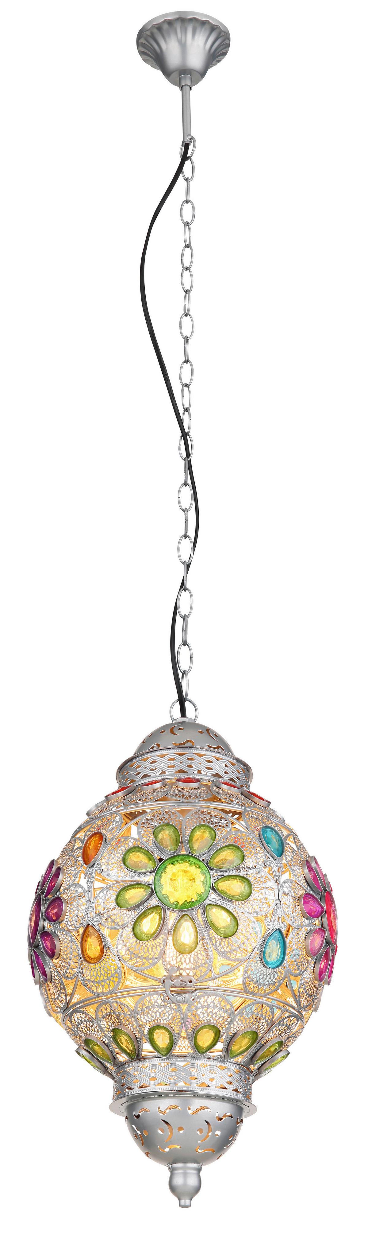 Viseča Svetilka 15658h - srebrne barve/večbarvno, Trend, kovina/umetna masa (27/120cm) - Globo