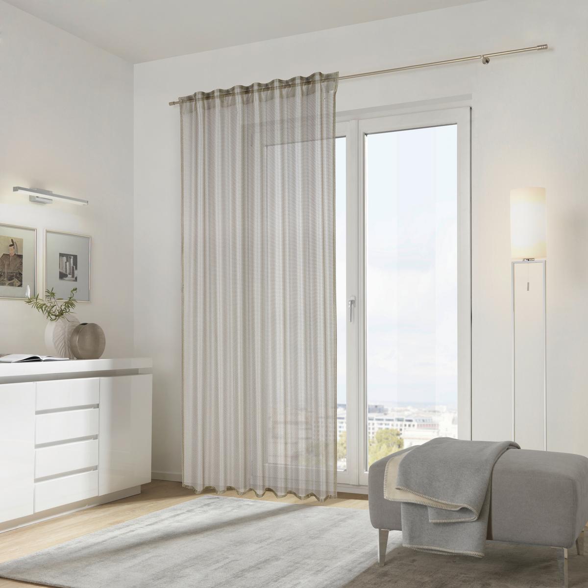 ZASŁONA GOTOWA LUMOS - beżowy/kolor srebrny, Design, tkanina (140/245cm) - Dieter Knoll