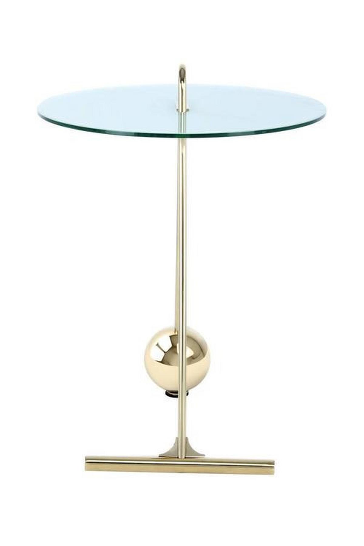 BEISTELLTISCH 7QGB3 - Weiss/Goldfarben, Basics, Glas/Metall (46/60cm) - Kayoom