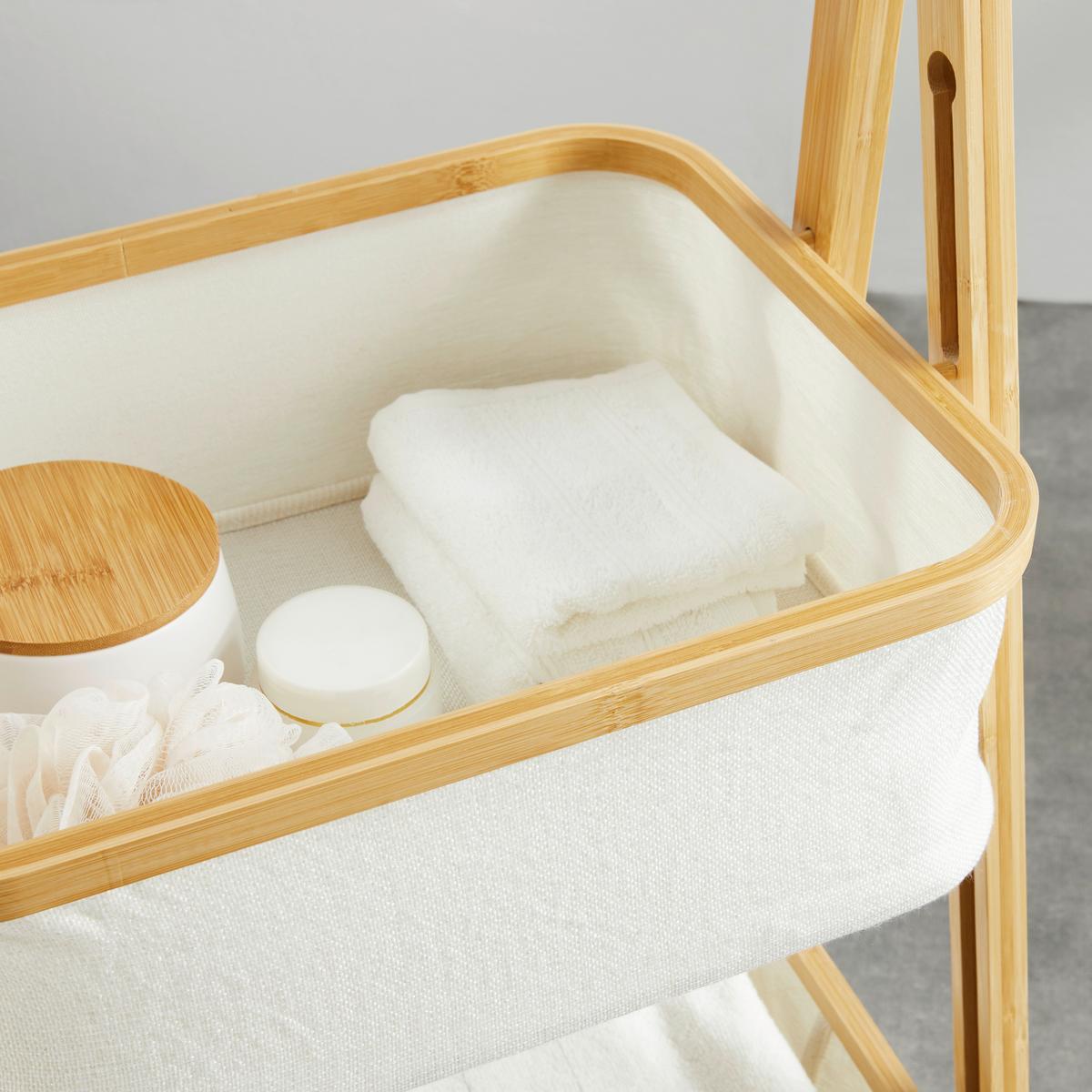 REGAŁ DO PRZECHOWYWANIA MISAKI - kremowy, Modern, drewno/tkanina (44/35/99cm) - Bessagi Home