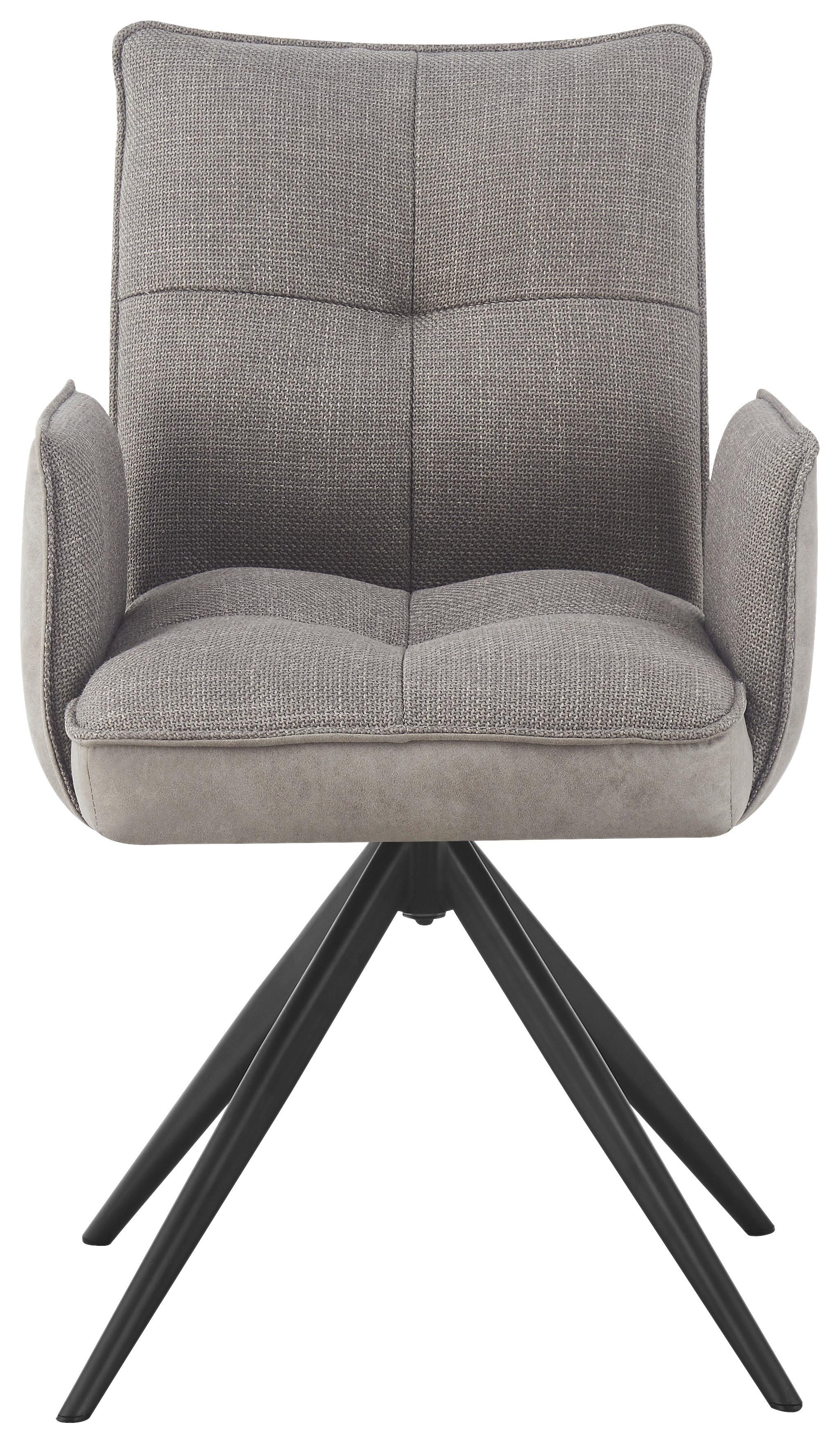 Scaun cu brate MAYA - gri deschis/negru, Modern, metal/textil (59/89/65cm) - Premium Living