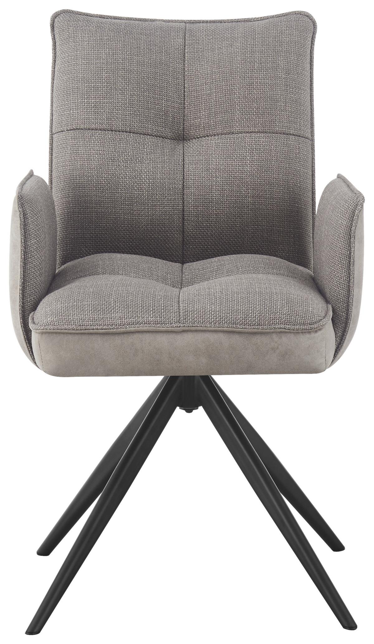 Armlehnstuhl Maya Hellgrau - Hellgrau/Schwarz, MODERN, Textil/Metall (59/89/65cm) - Premium Living