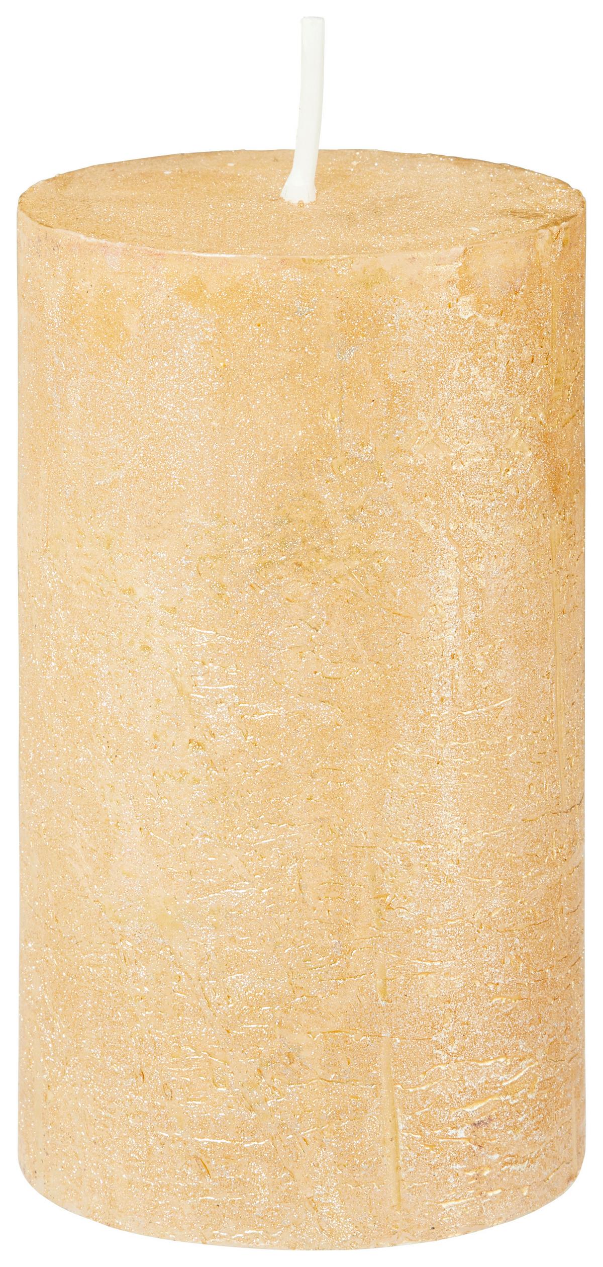 Stumpenkerze Shiny in diversen Farben - Weiss/Goldfarben (6,8/12cm) - Modern Living