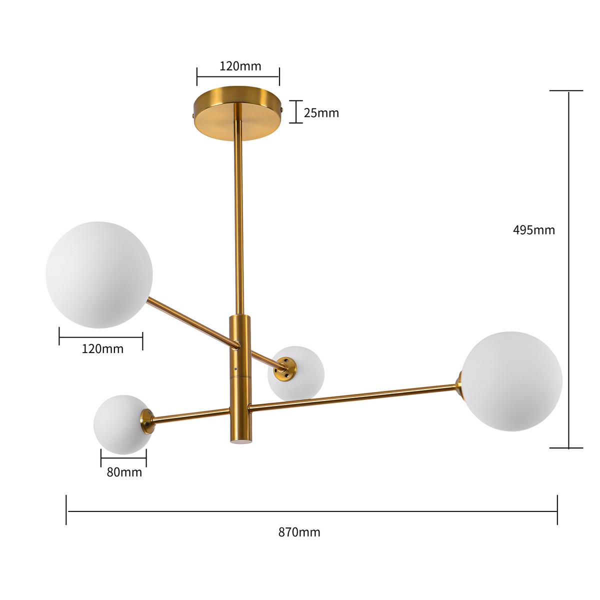 Hängeleuchte Lp-002/4p Dorado 4 - Goldfarben, Design, Metall (87/87/49,5cm)
