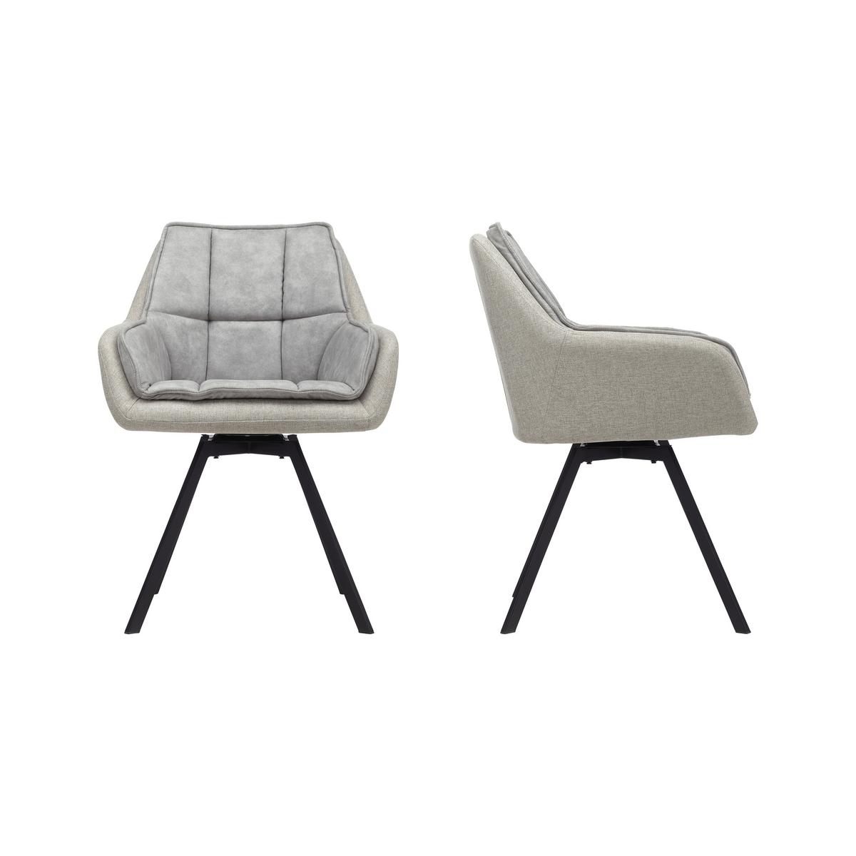 Naslanjač Billy, Bež, Vrtljiv - črna/bež, Moderno, kovina/tekstil (62/85/62cm) - Bessagi Home