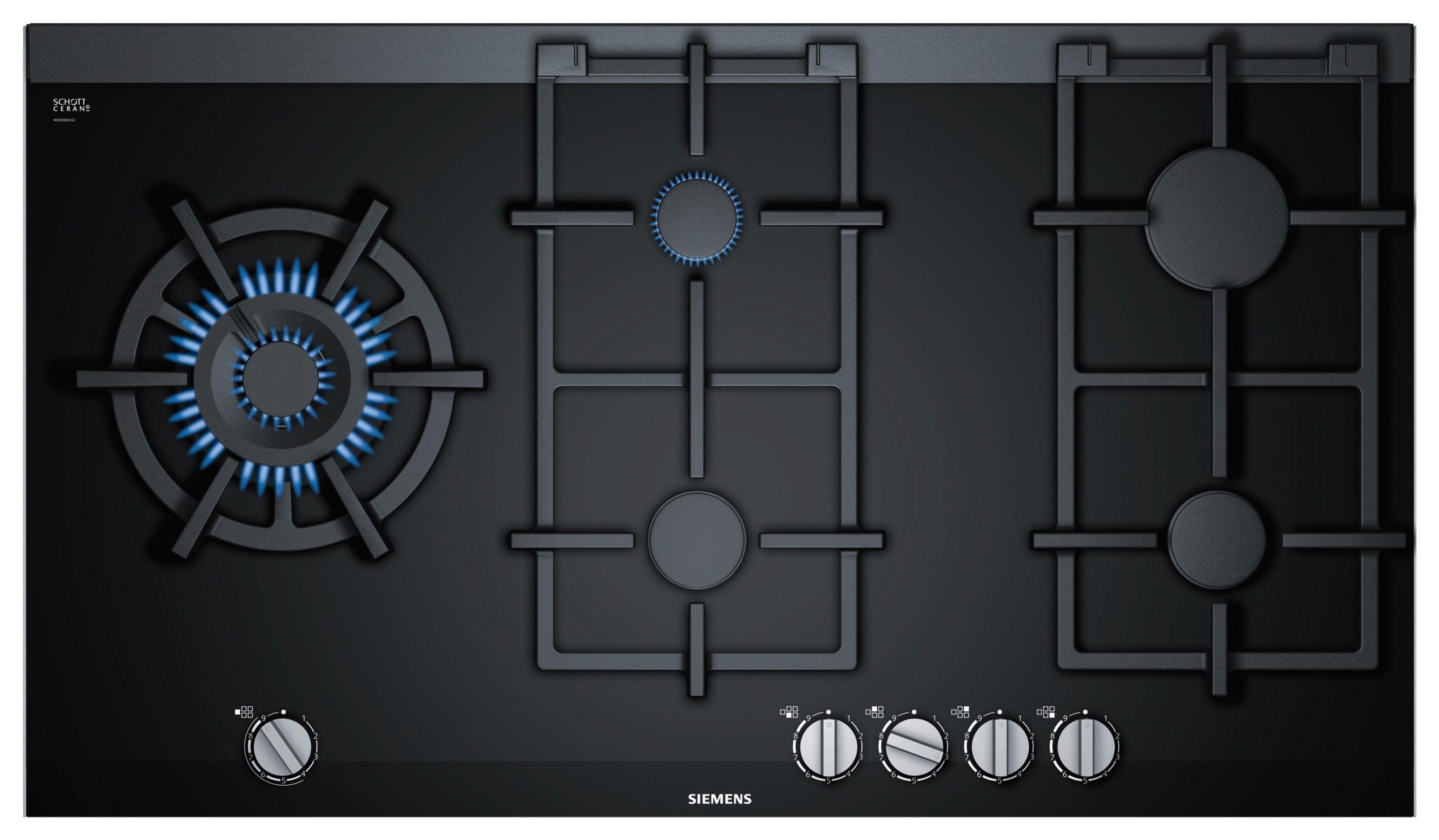 Gaskochfeld ER9A6SB70 Schwarz - Schwarz, KONVENTIONELL, Glas/Metall (91,2/4,5/52cm) - Siemens