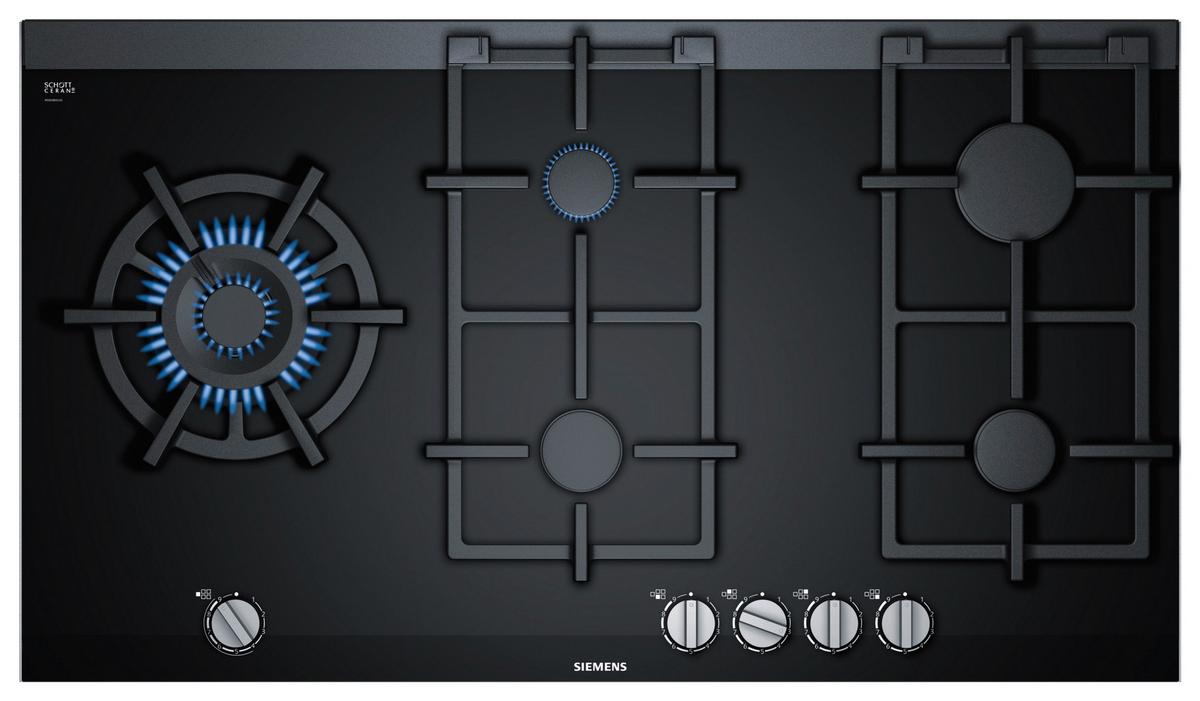 Gaskochfeld ER9A6SB70 Schwarz - Schwarz, KONVENTIONELL, Glas/Metall (91,2/4,5/52cm) - Siemens