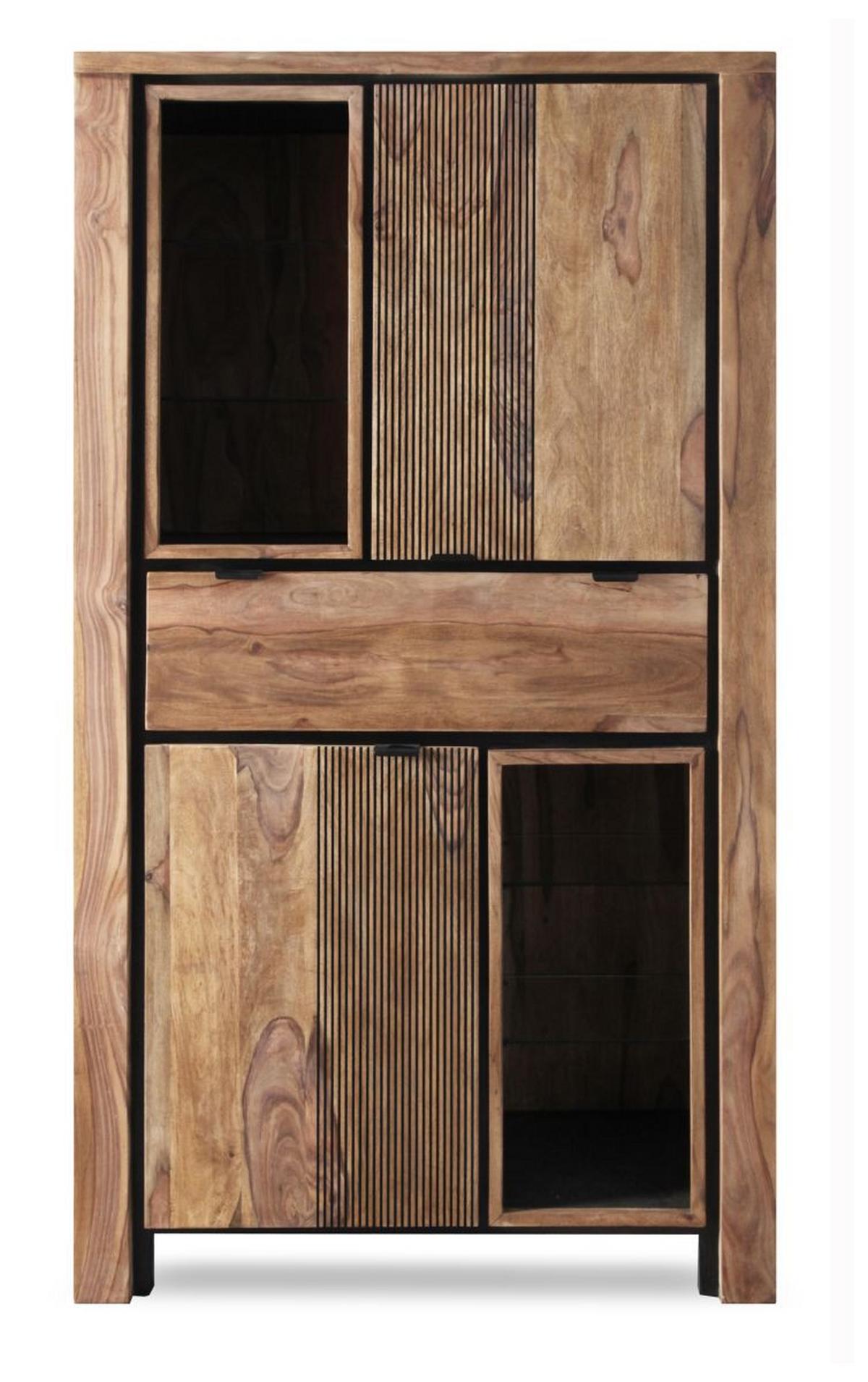 WITRYNA BANDUNG - kolor naturalny/czarny, Modern, metal/drewno (100/180/40cm) - Livetastic