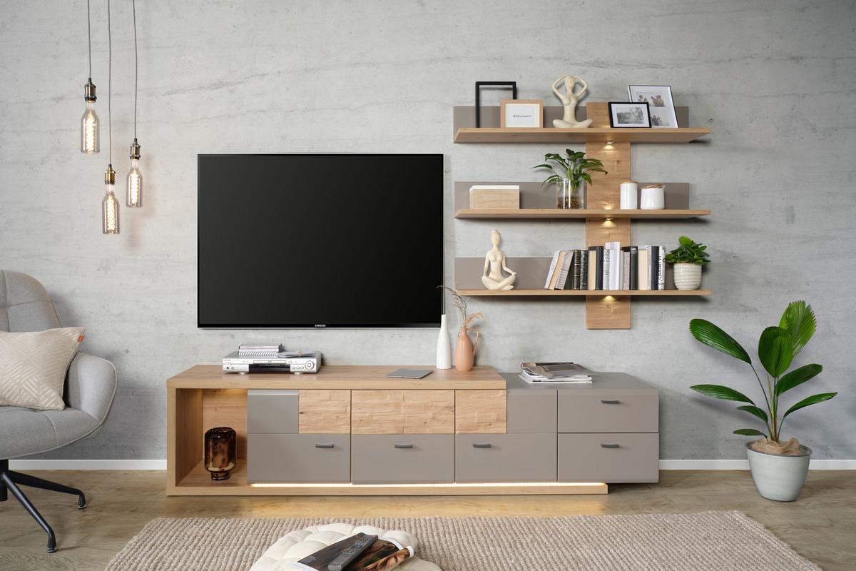 TV-Element Split One in Eichefarben - Eichefarben/Grau, MODERN, Holzwerkstoff (215/52/48cm) - Mömax