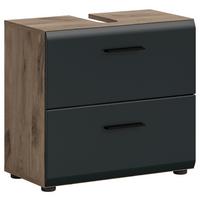 WASCHBECKENUNTERSCHRANK ICE - Eiche dunkel/Schwarz, Basics, Holzwerkstoff/Kunststoff (60/55/30cm) - MID.YOU