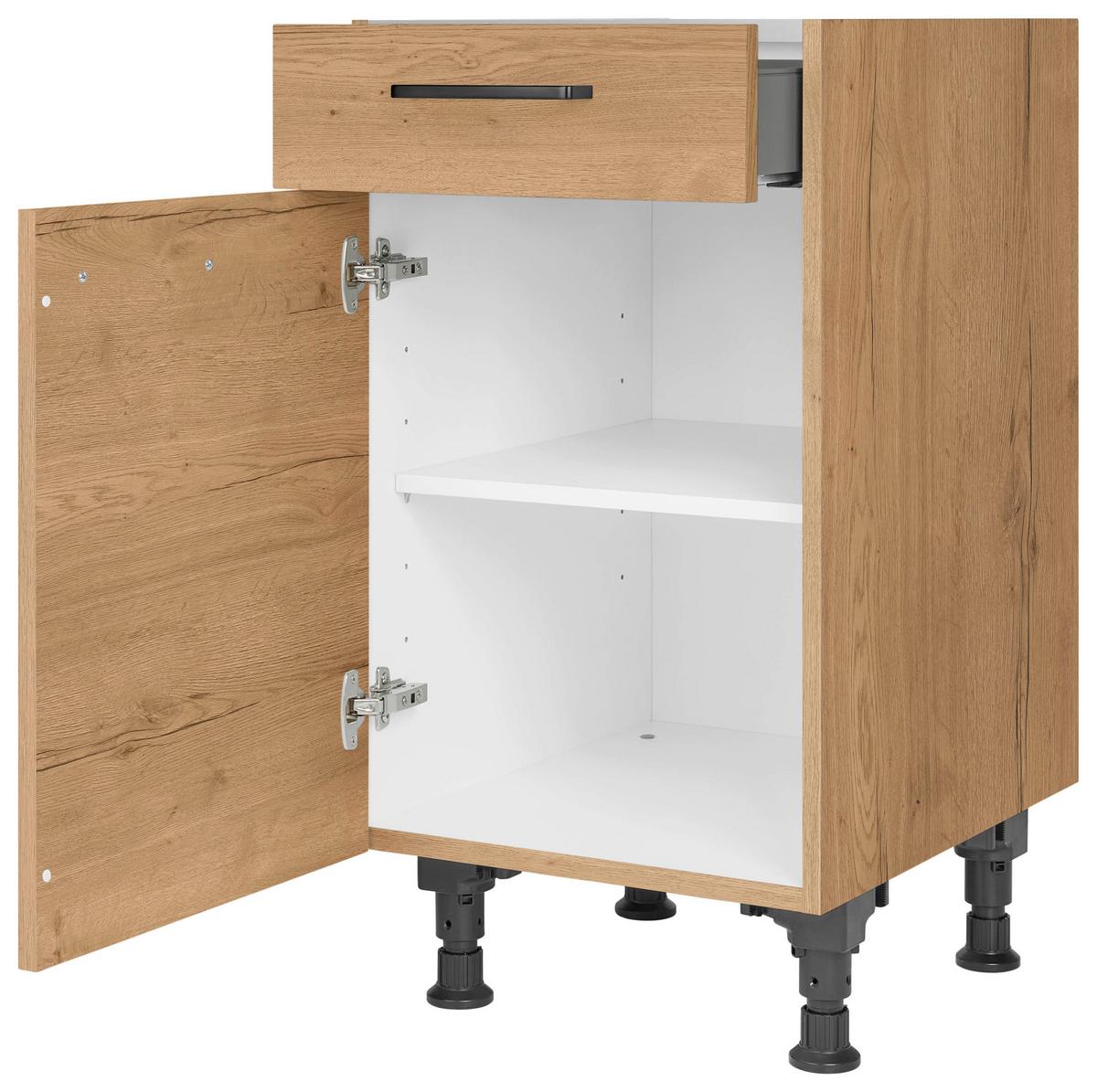 Schubkastenunterschrank Structura Eiche - Eichefarben/Schwarz, MODERN, Holzwerkstoff/Metall (45/87/56cm) - Nobilia