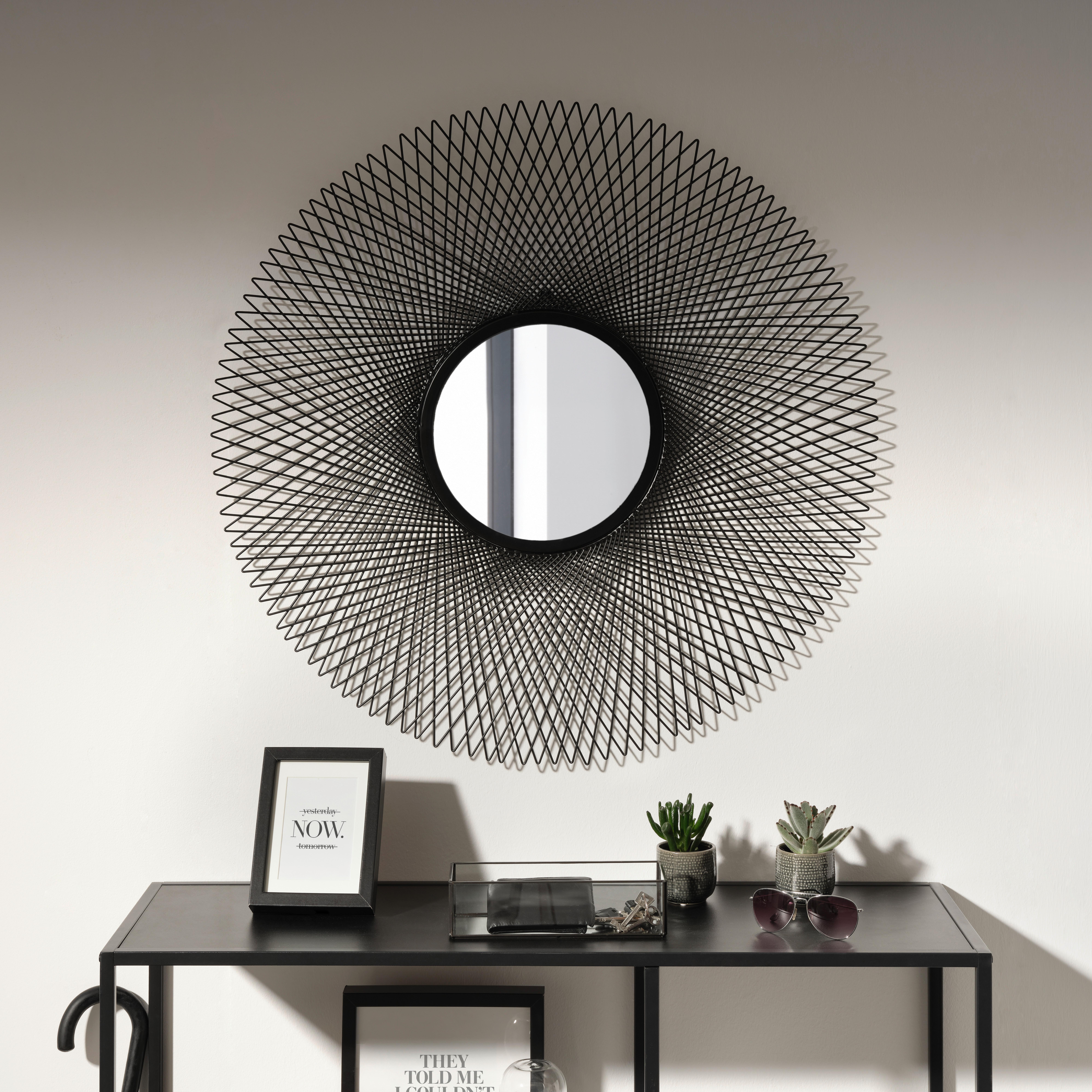 miroir mural Kala in Schwarz - Schwarz, Modern, Glas/Metall (84/84/2cm) - Premium Living