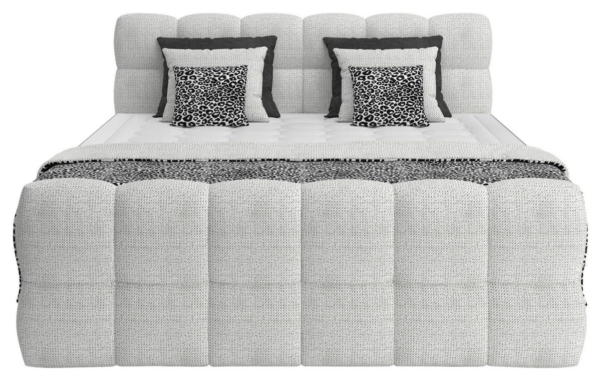 Boxspring Krevet Brisbane - sivo-bijela/crna, Trend, drvni materijal/drvo (140/200cm) - Premium Living