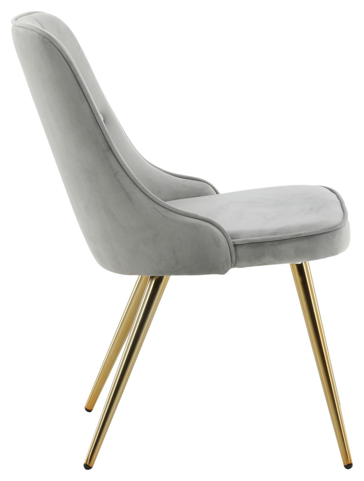 STUHL-SET VELVET DELUXE - Goldfarben/Hellgrau, Design, Kunststoff/Textil (50/88.5/66cm) - Livetastic