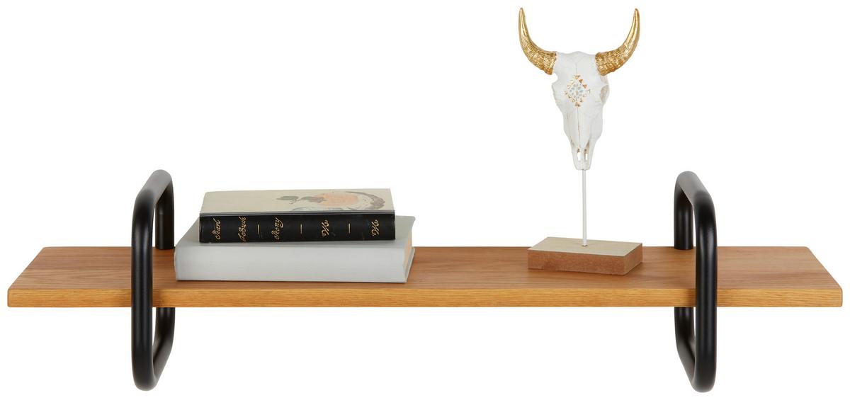 Wandboard aus Eiche massiv - Eichefarben/Schwarz, Modern, Holz/Metall (80/20/22cm) - Mömax