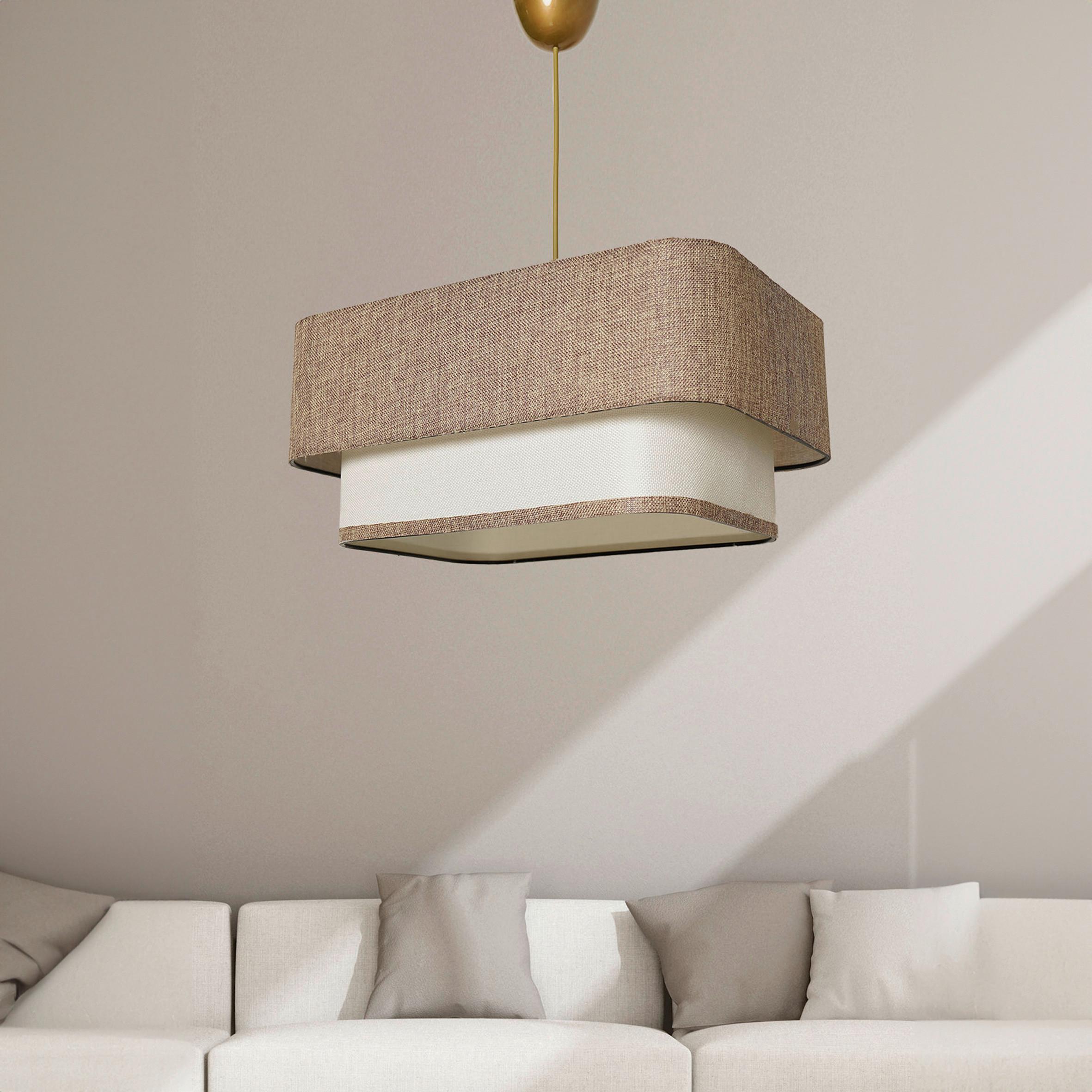 LAMPA WISZĄCA VARIANZA - beżowy/kremowy, Design, metal/tkanina (35/70/20cm) - P & B