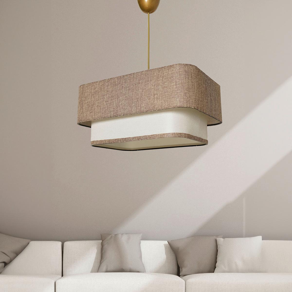 LAMPA WISZĄCA VARIANZA - beżowy/kremowy, Design, metal/tkanina (35/70/20cm) - P & B