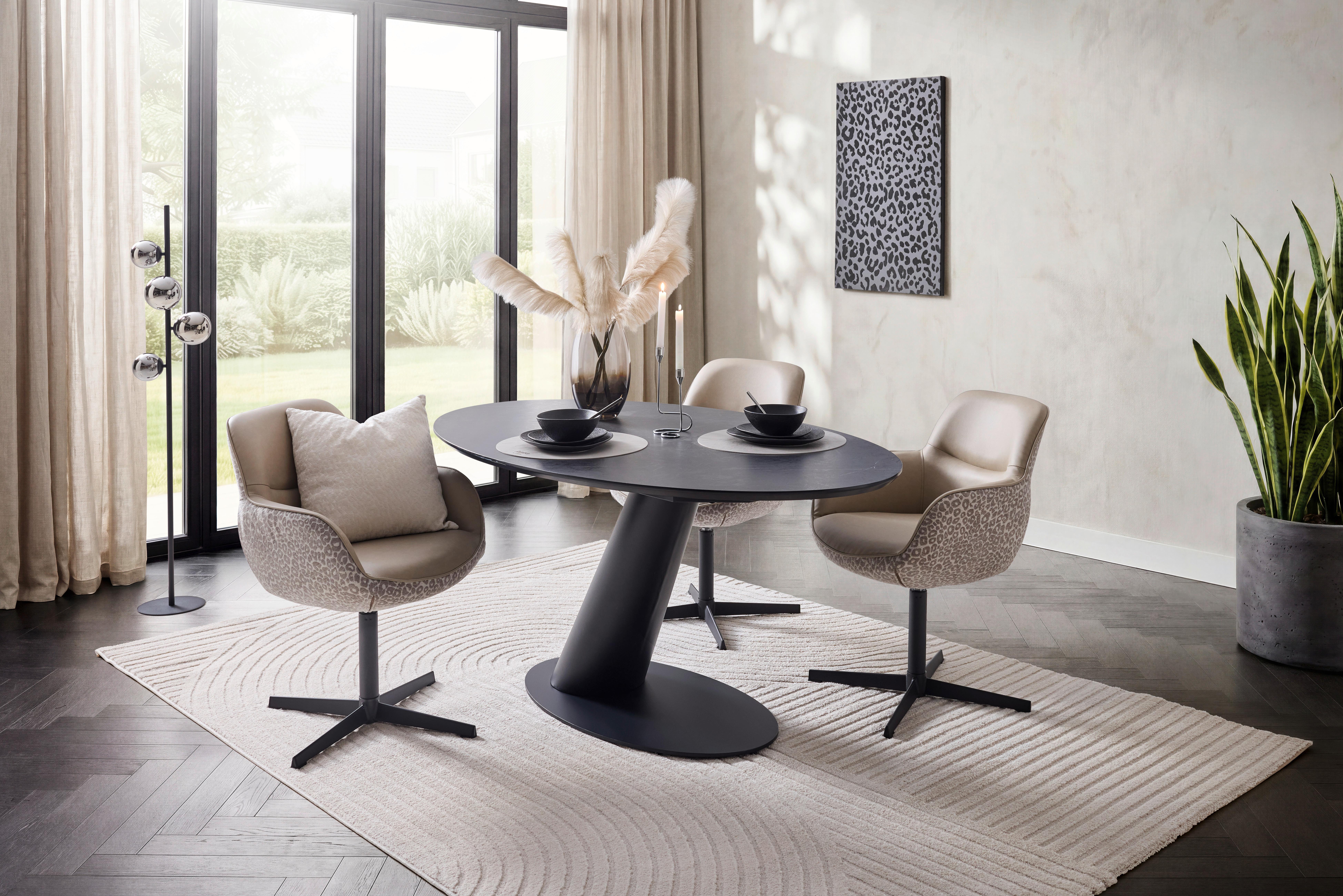 STOL MED ARMSTÖD LEONA - beige/svart, Design, metall/textil (61/87/63cm) - Mömax