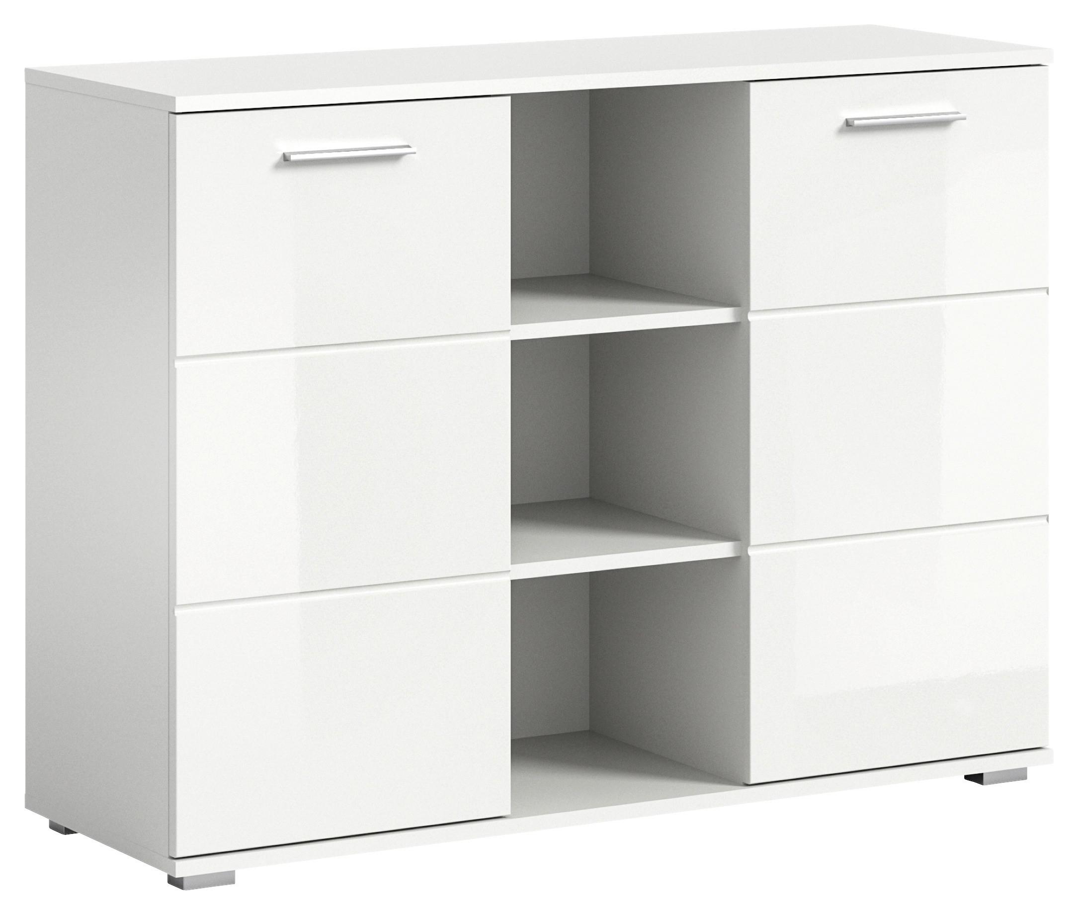 Kommode Prego ca. 110x83 cm Weiß - Weiß Hochglanz, Design, Holzwerkstoff/Kunststoff (110/83/37cm) - Xora