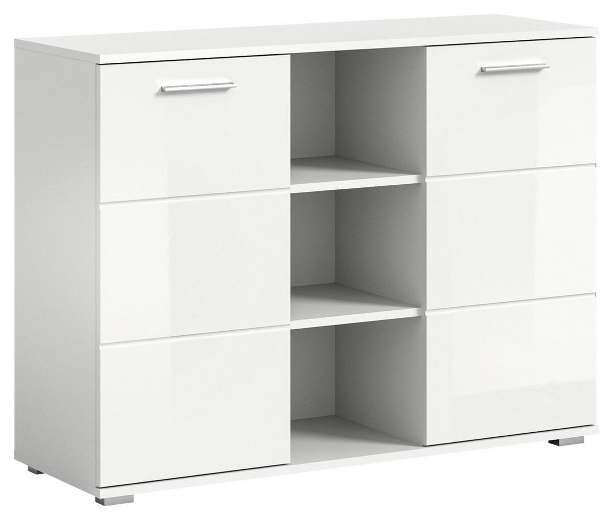Kommode Prego ca. 110x83 cm Weiß - Weiß Hochglanz, Design, Holzwerkstoff/Kunststoff (110/83/37cm) - Xora