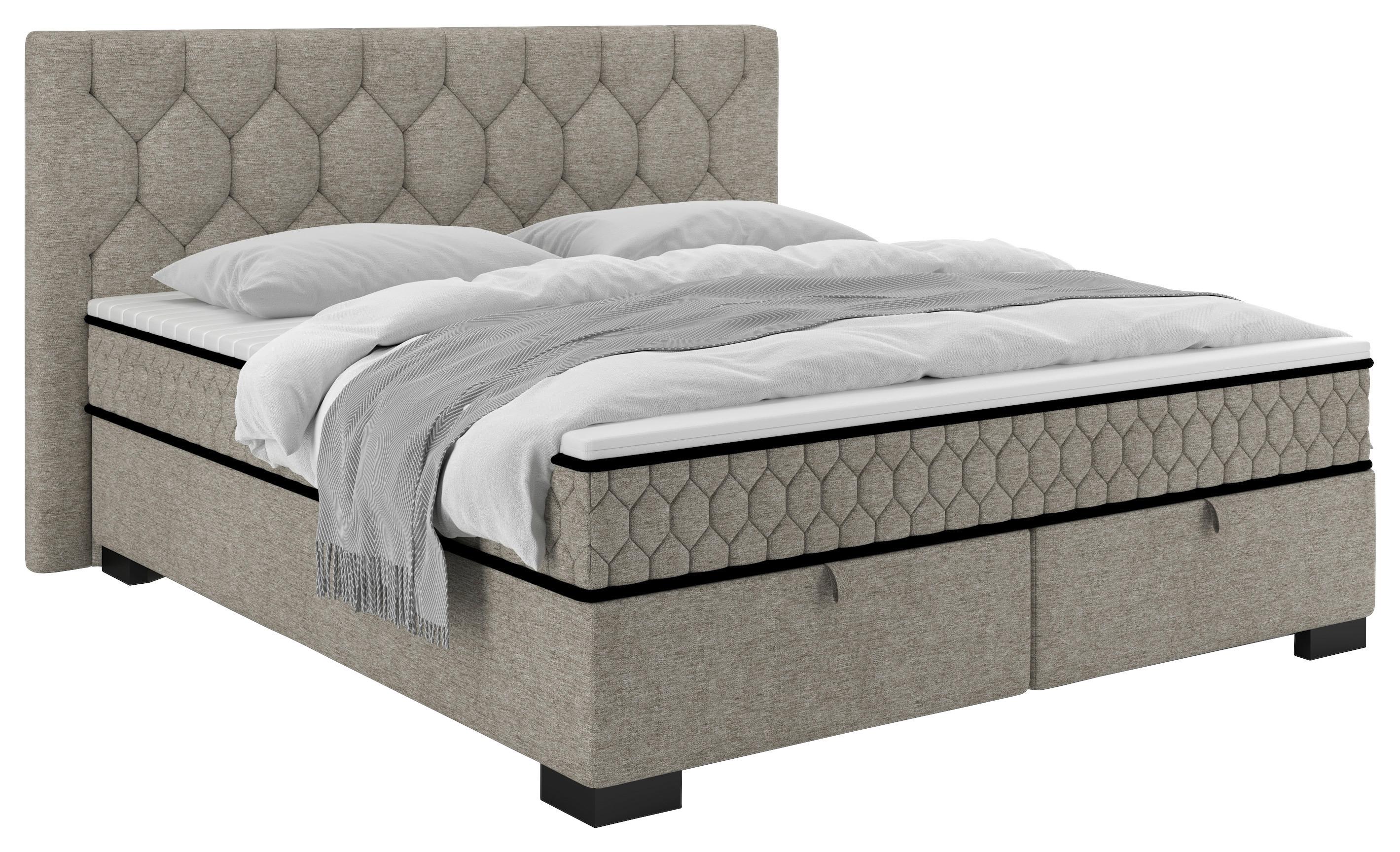 Postelja Z Vzmetnico Maya, Bež, 160x200 - črna/bež, Konvencionalno, umetna masa/tekstil (160/200cm) - Mömax