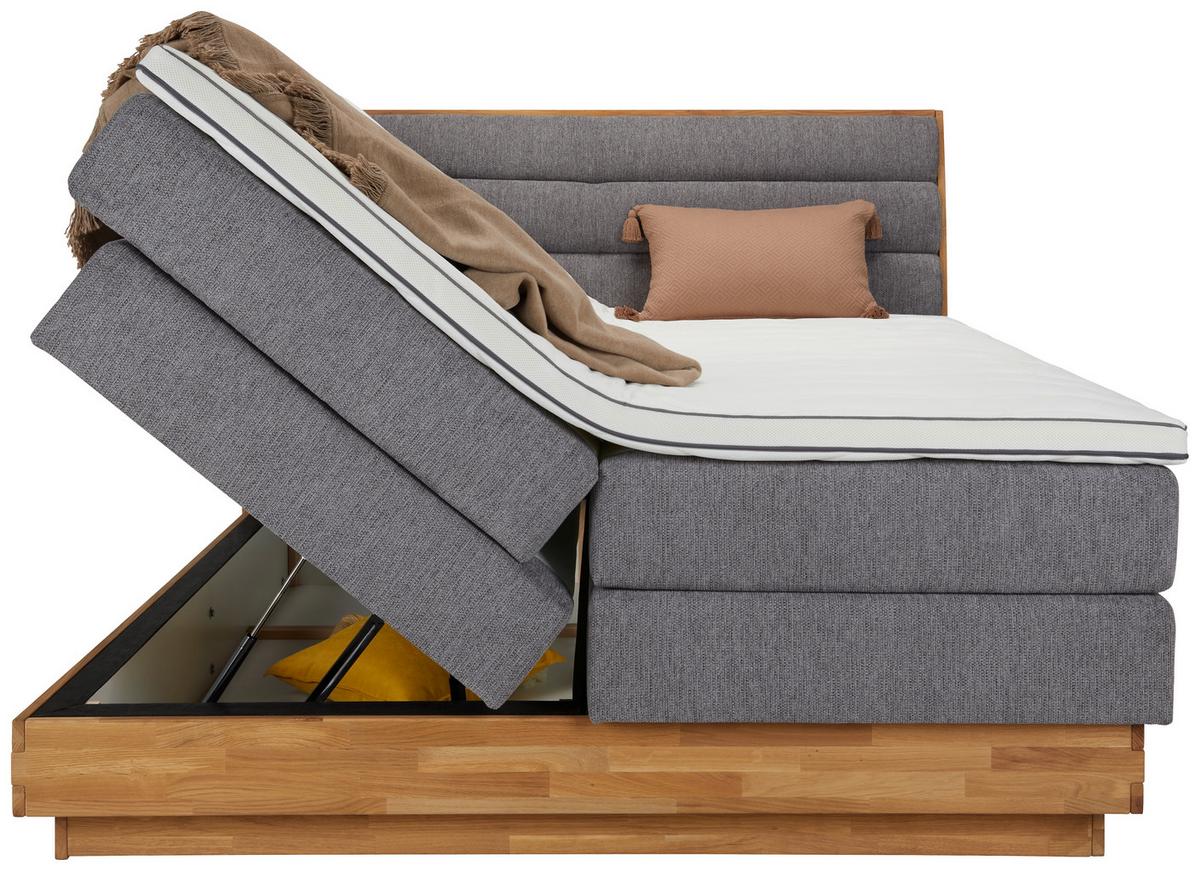 Boxspringbett Marissa in Grau ca. 180x200cm - Schwarz/Grau, KONVENTIONELL, Holz/Textil (180/200cm) - Premium Living