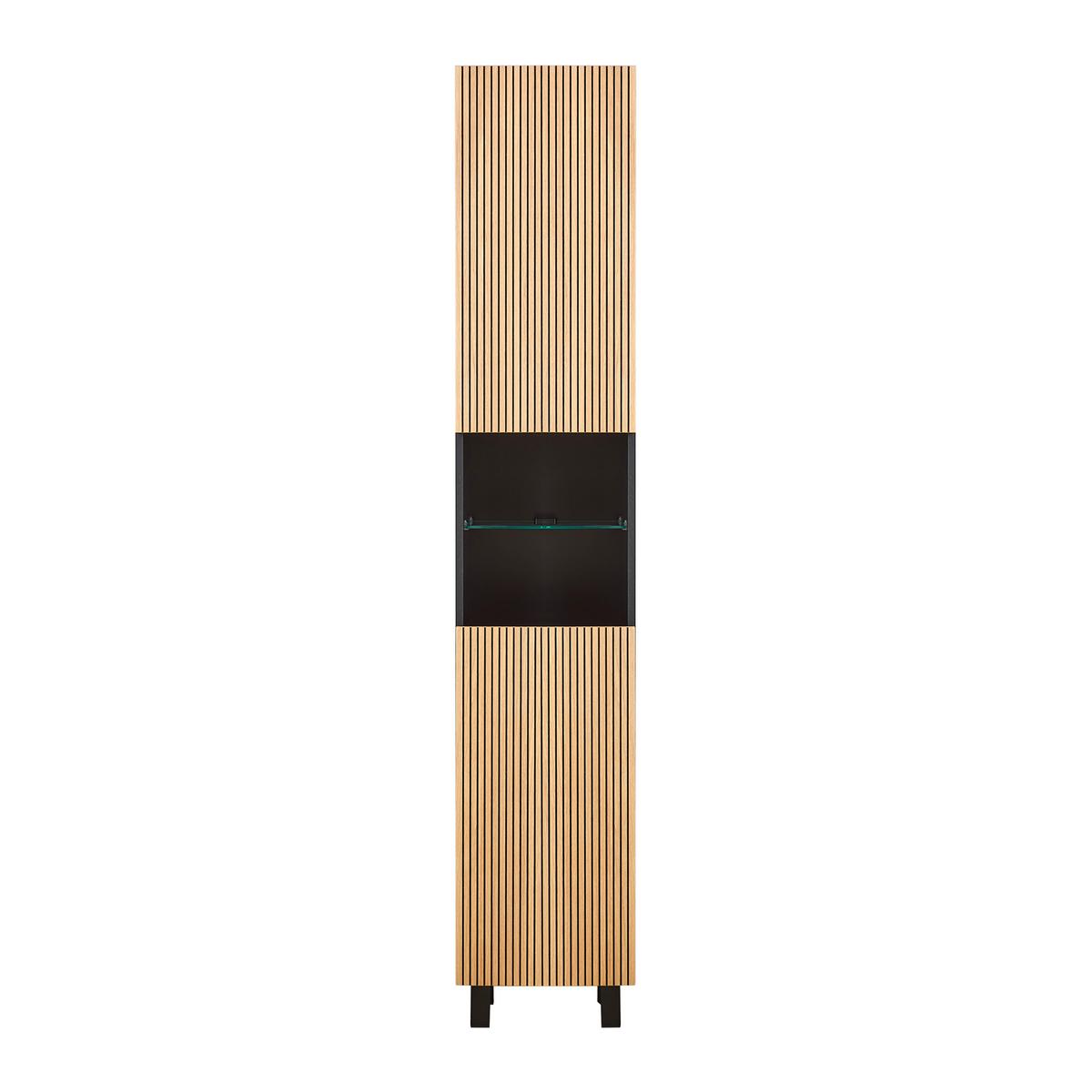 Visoki Element Venezia - boje hrasta/crna, Lifestyle, staklo/drvni materijal (35/195/32cm) - Mömax
