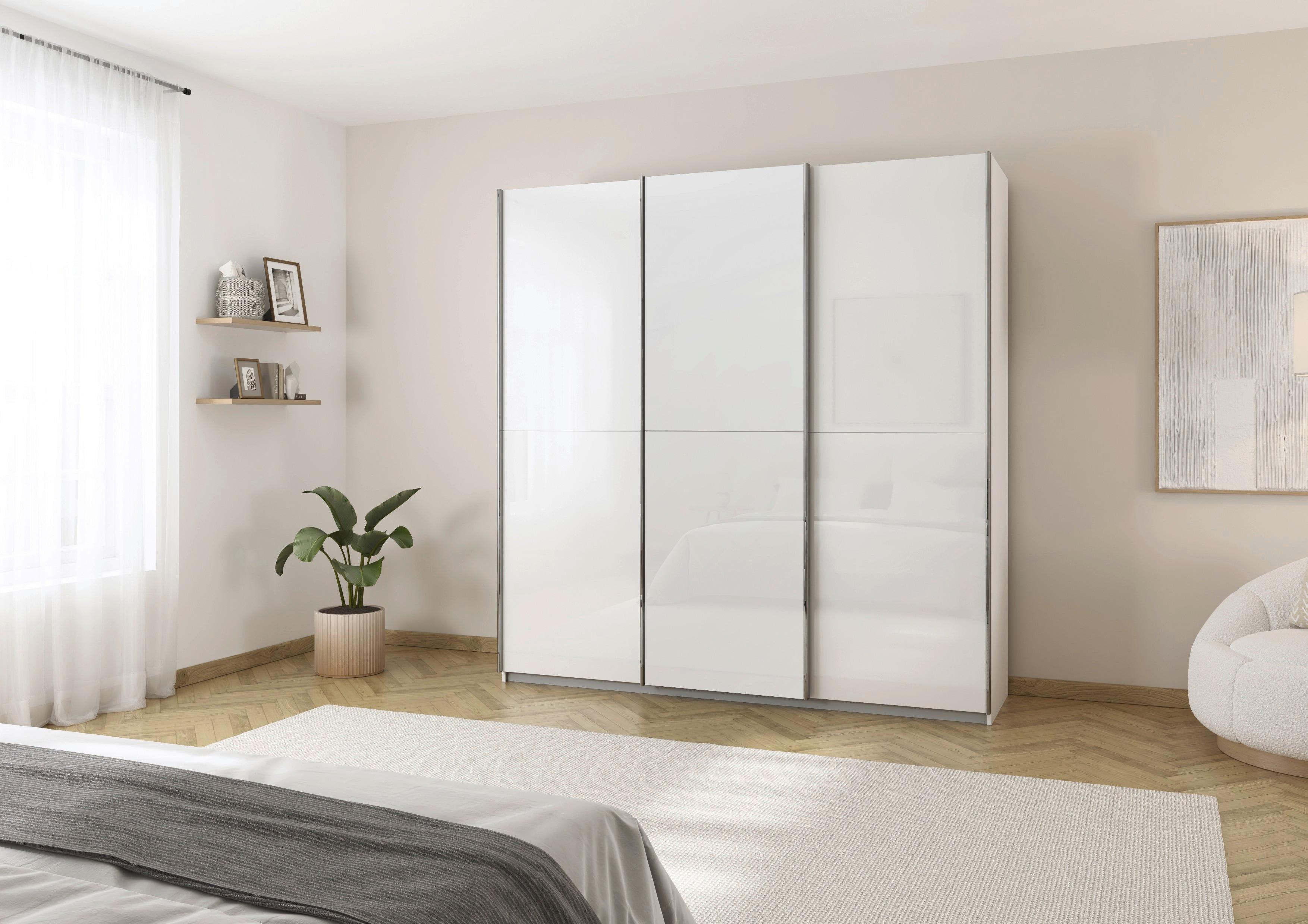 Schwebetürenschrank Fifty Weiß - Chromfarben/Weiß, KONVENTIONELL, Holzwerkstoff/Metall (242/223/66cm) - Premium Living