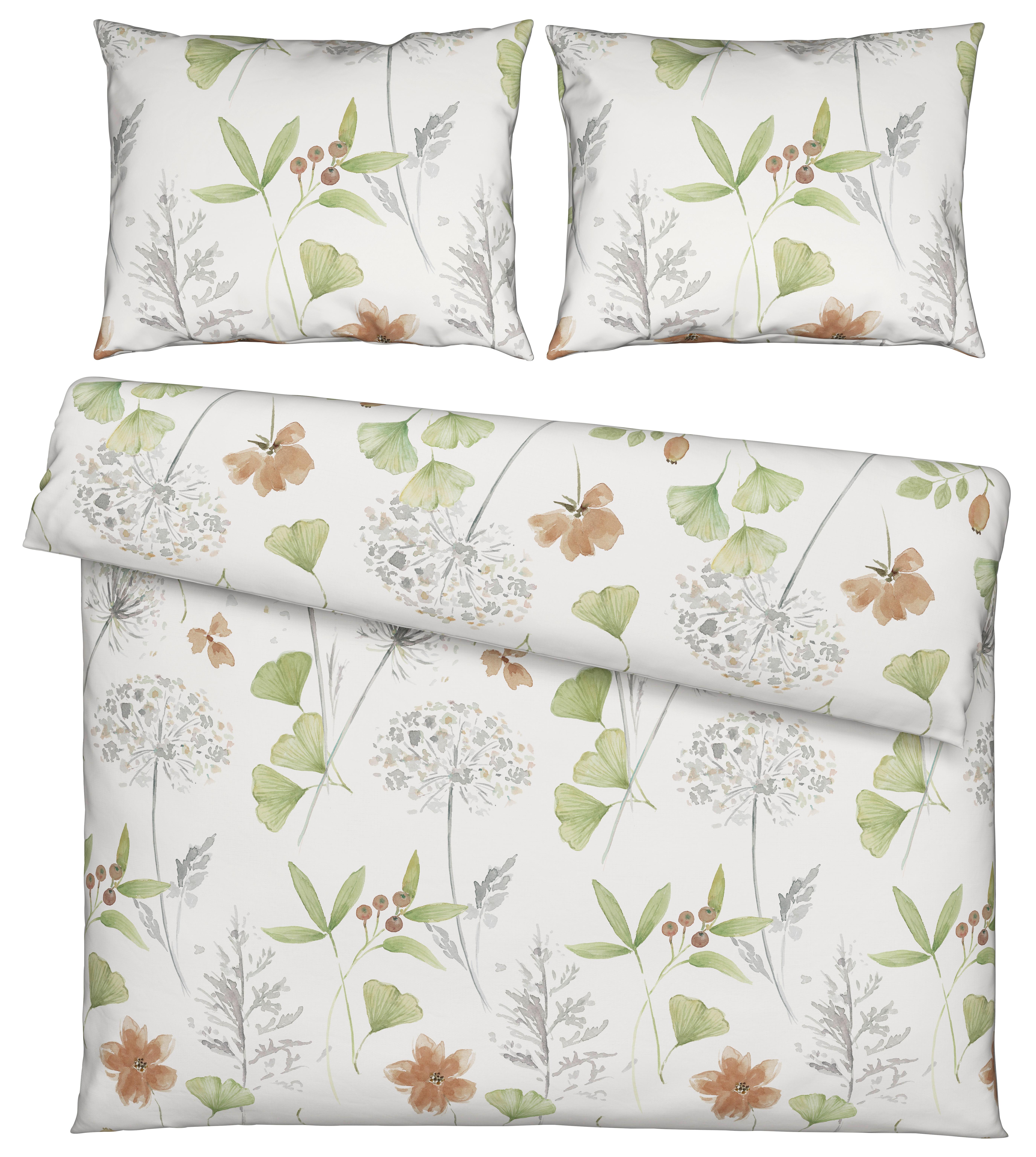 Bettwäsche Bilbao XXL Grün/Weiß max. 200x220cm - Weiß/Grün, LIFESTYLE, Textil (200/220cm) - Modern Living