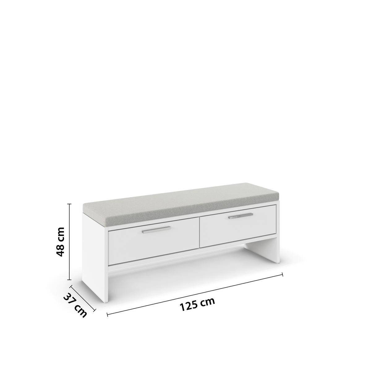 Bettbank Caspio Weiß - Weiß, KONVENTIONELL, Holzwerkstoff/Textil (125/48/37cm) - Premium Living