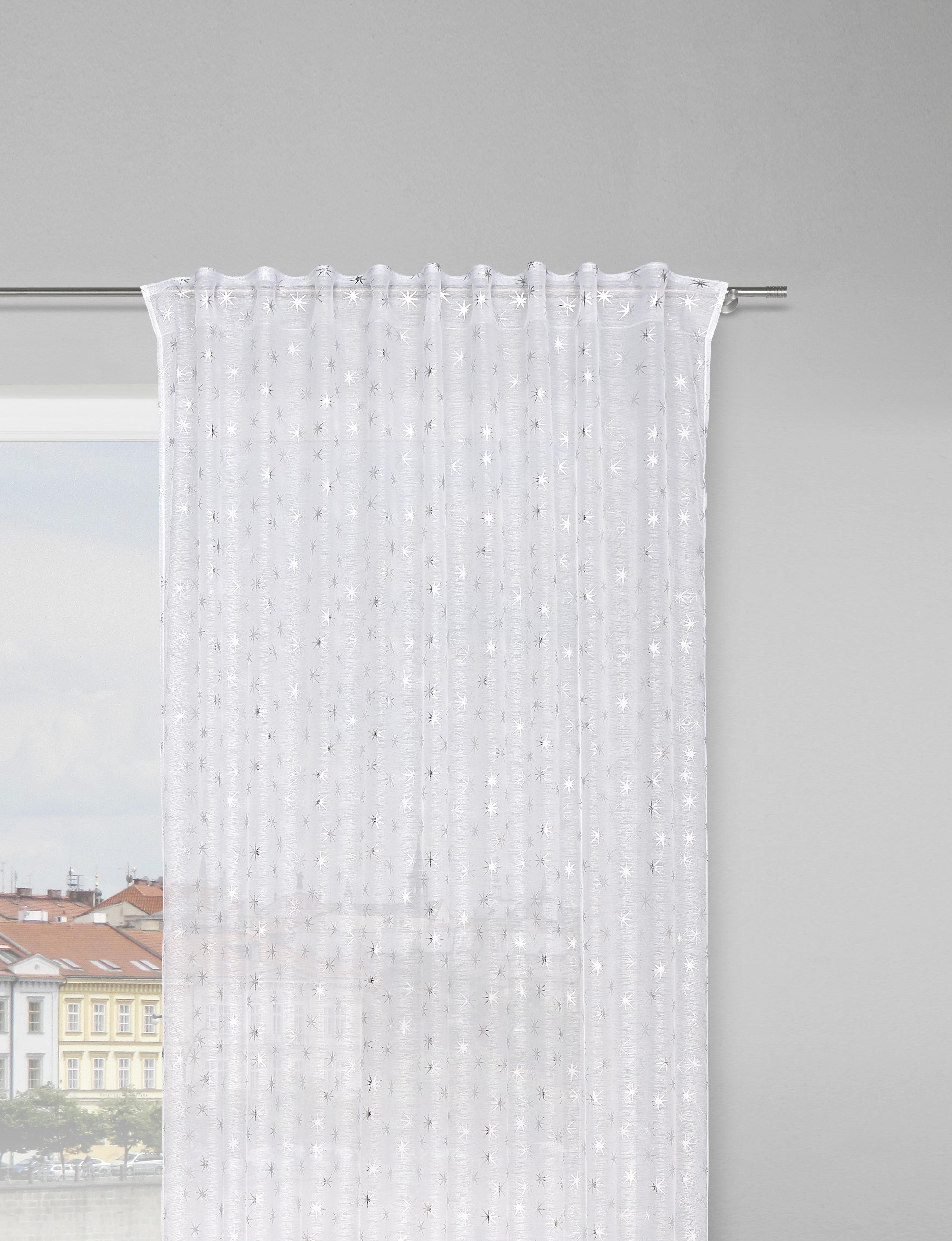 Fertigvorhang Starlight in Weiß/Silber ca. 140x245cm - Silberfarben/Weiß, Textil (140/245cm) - Modern Living