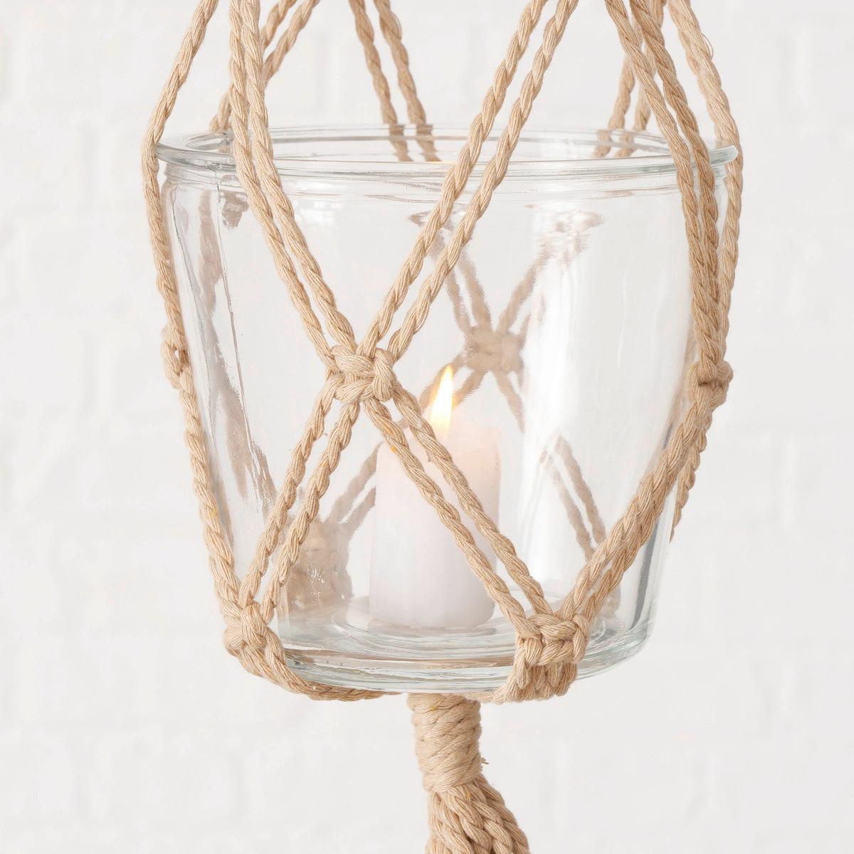 Ghiveci MAKRAMEE I - bej, Romantik / Landhaus, sticlă/materiale naturale (80cm) - Modern Living