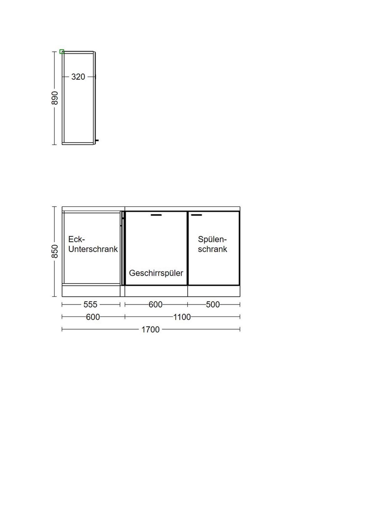 Kuhinjski Blok Brez Aparatov Wito, Bela - barve nerjavečega jekla/bela, Konvencionalno, umetna masa/leseni material (280/170cm) - FlexWell