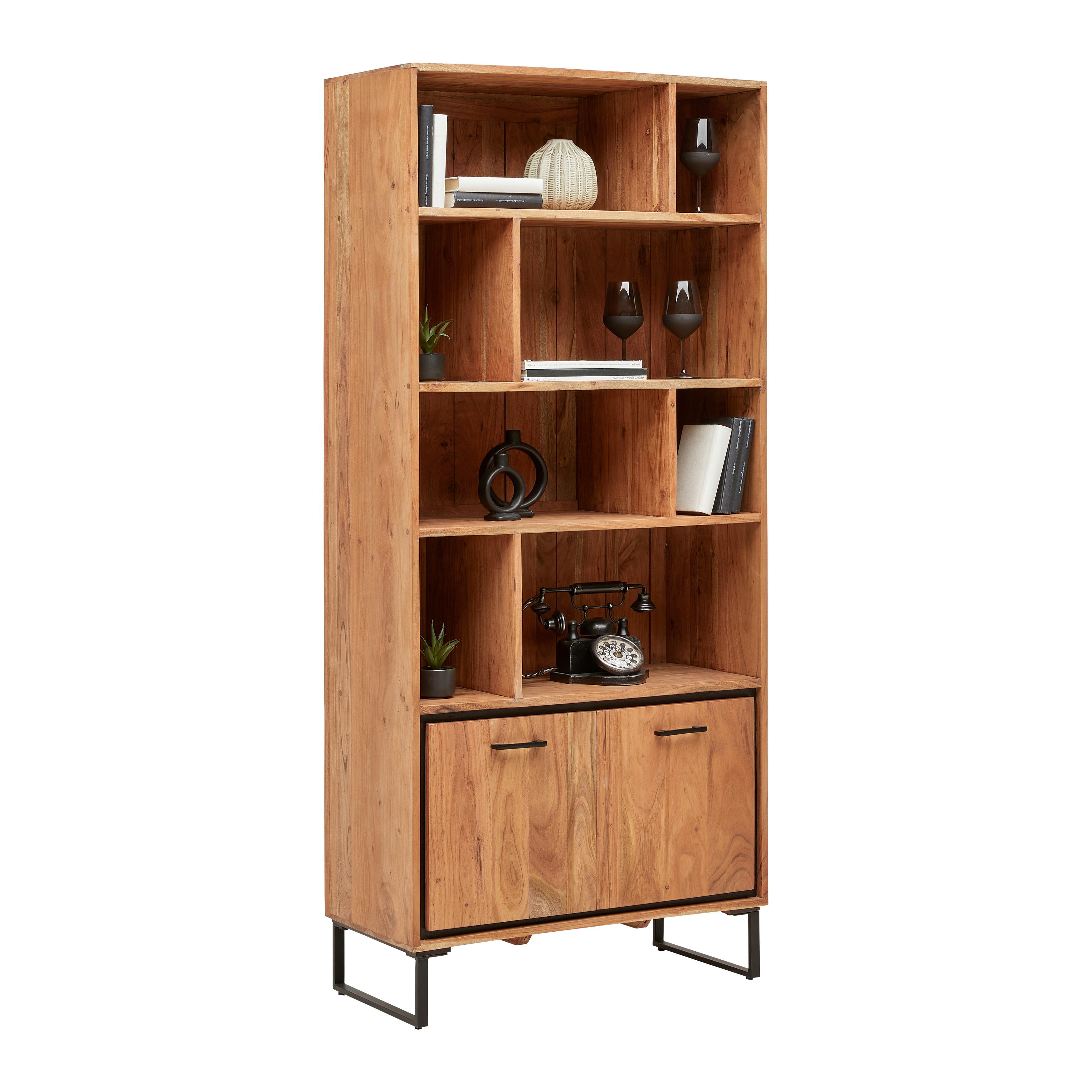 Regal Shiva Schwarz/Akaziefarben - Schwarz/Akaziefarben, MODERN, Holz/Metall (88/195/40cm) - Mömax