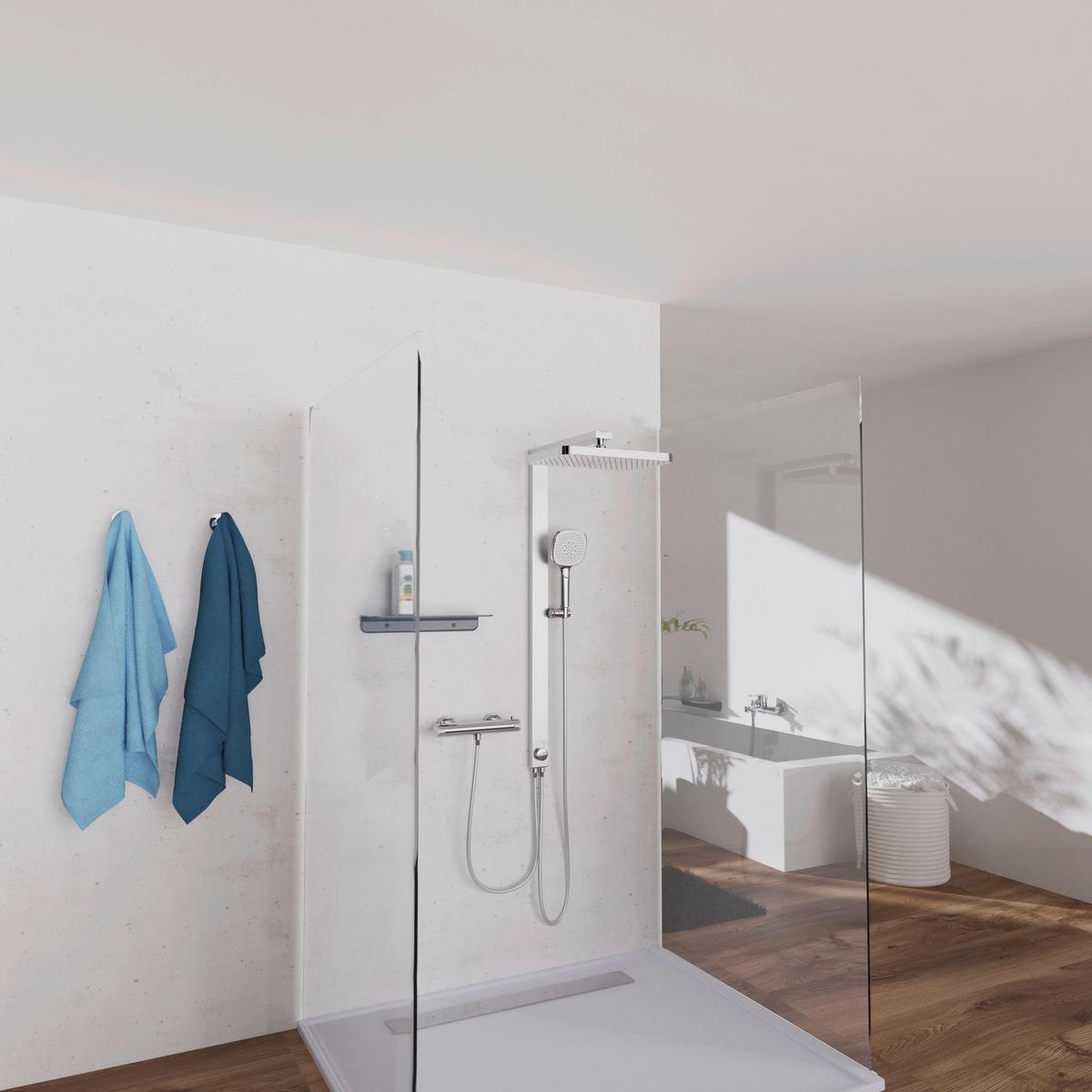 Überkopfbrauseset La Palma Chromfarben - Chromfarben, MODERN, Kunststoff (43/105/5cm) - Premium Living