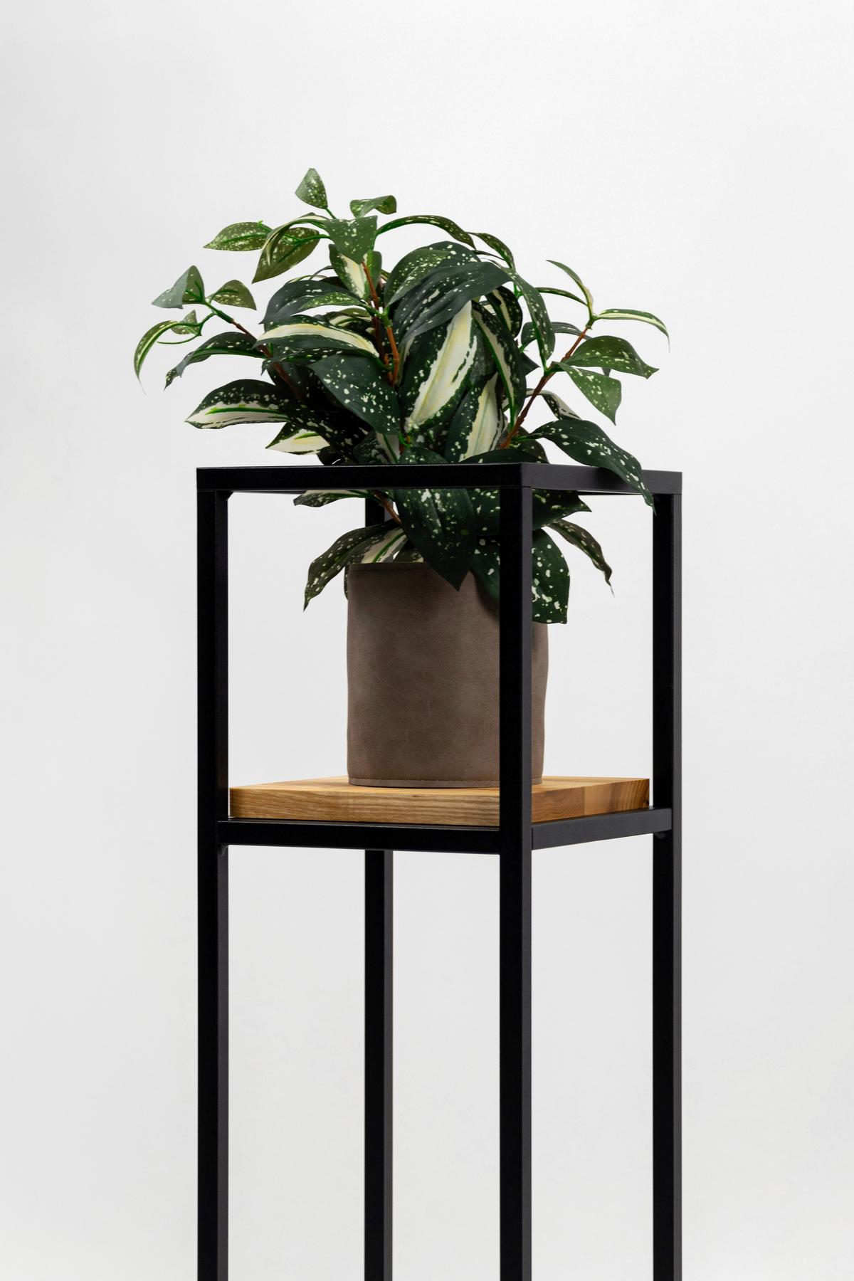 Blumenständer Schwarz - Schwarz, Basics, Holz/Metall (23/90/23cm)