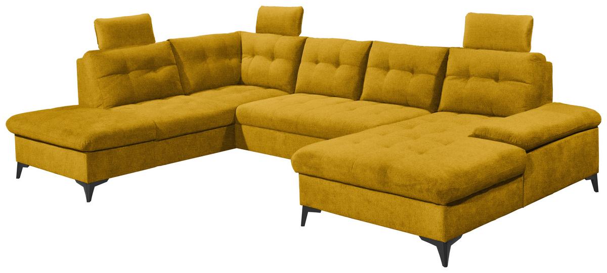 Wohnlandschaft Durban U ca. 218x324x170 cm Gelb - Gelb/Schwarz, KONVENTIONELL, Kunststoff/Textil (218/324/170cm) - MID.YOU