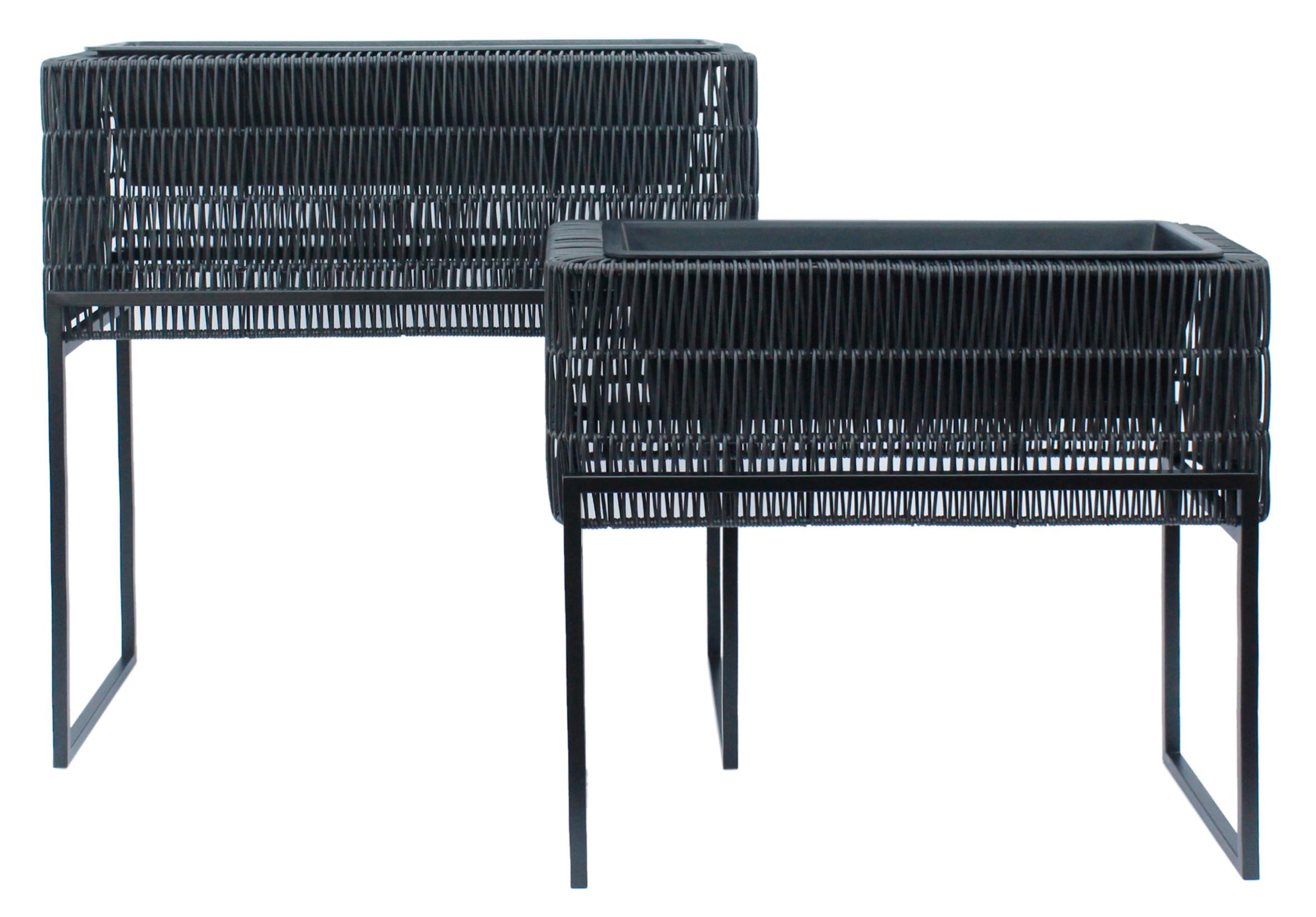 Übertopf-Set Fauna Schwarz, 2er Set - Schwarz, Kunststoff/Metall - Mömax