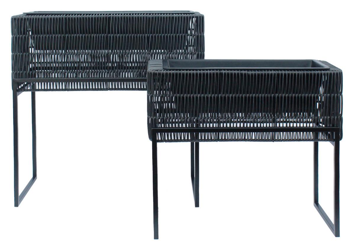 Übertopf-Set Fauna Schwarz, 2er Set - Schwarz, Kunststoff/Metall - Mömax