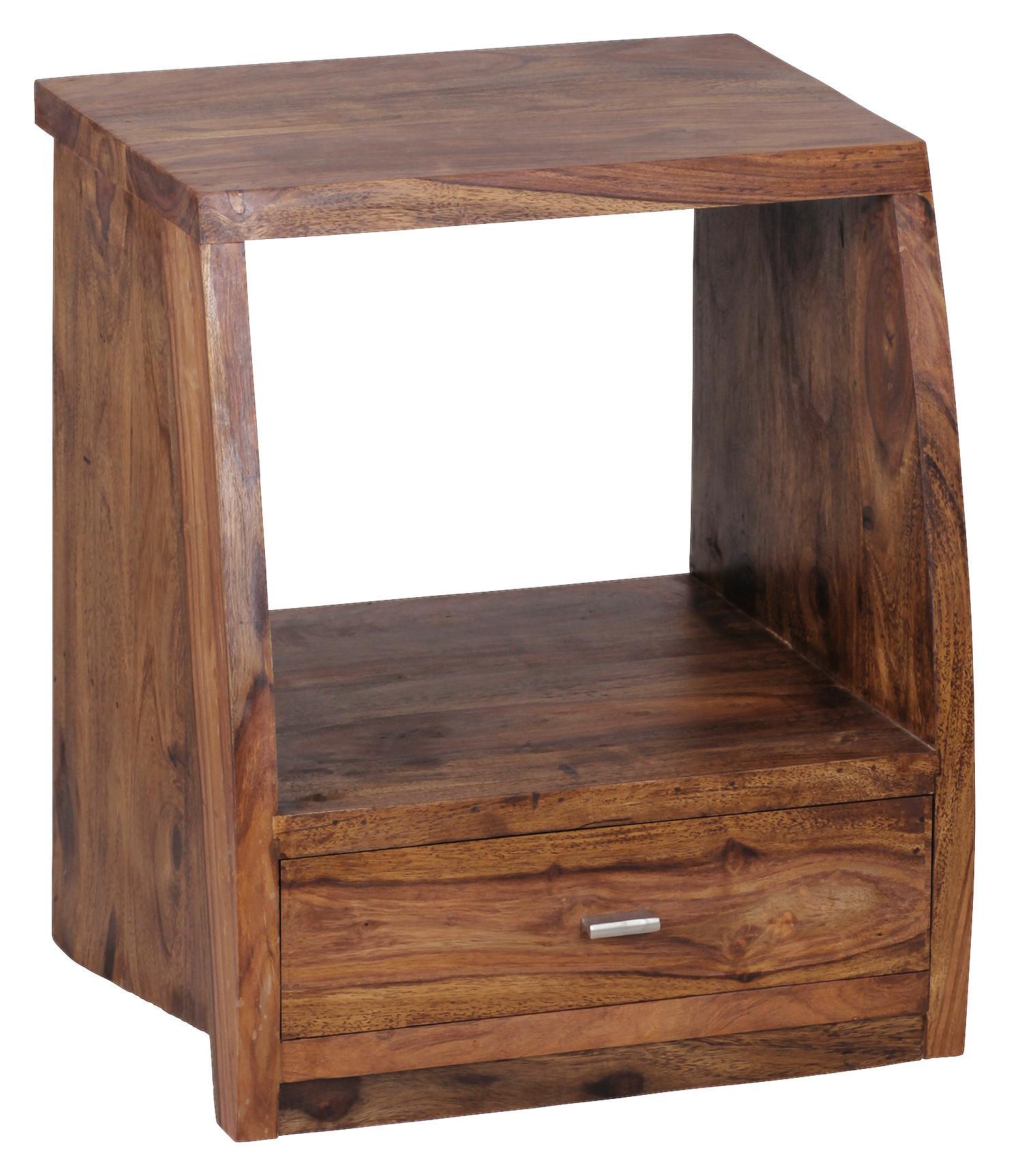 Nočna Omarica Mumbai - barve kroma/barve indijskega rožnega lesa, Konvencionalno, kovina/les (45/53/40cm) - MID.YOU