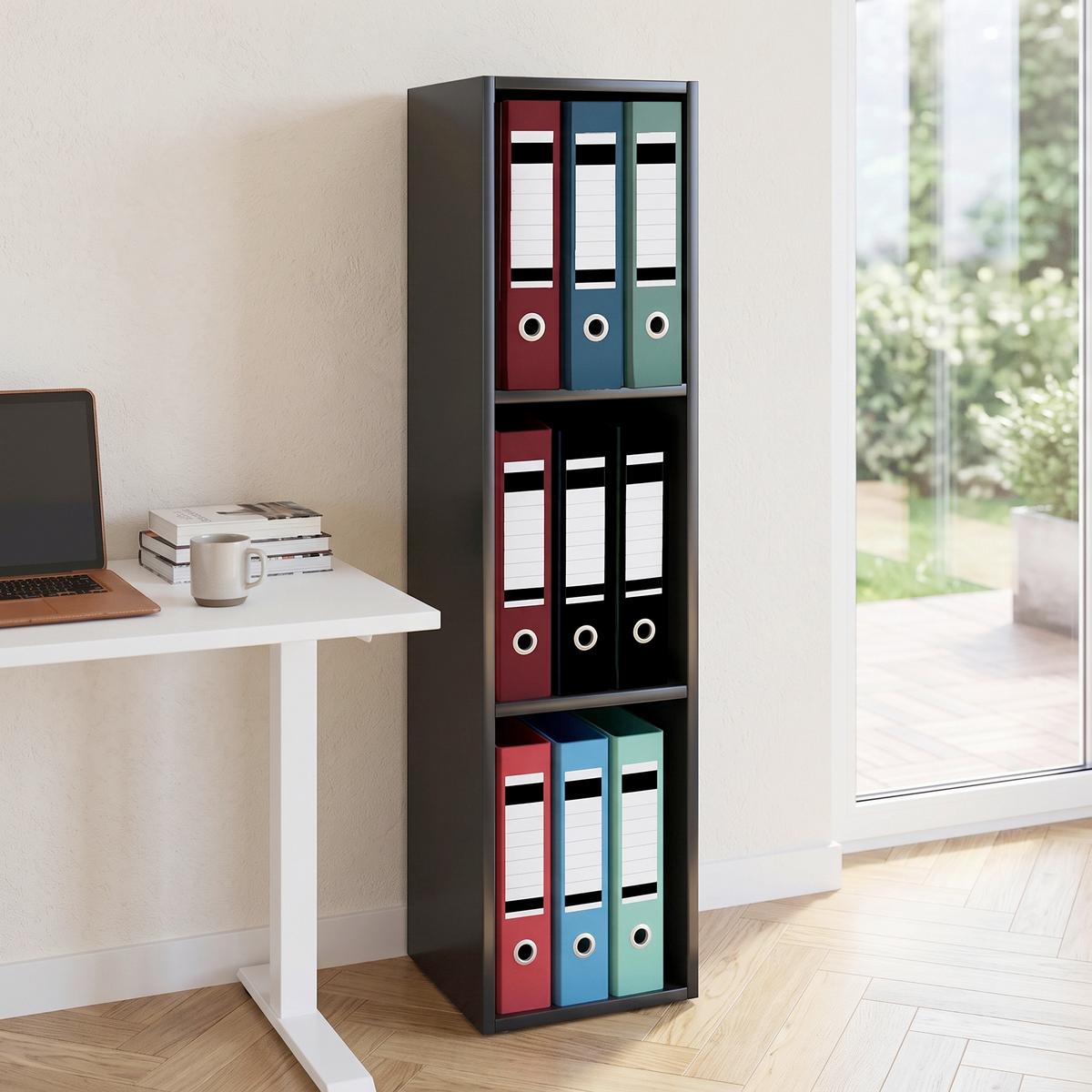 Etajeră Pentru Documente Offas - negru, Design, material pe bază de lemn (34/115/29cm) - MID.YOU