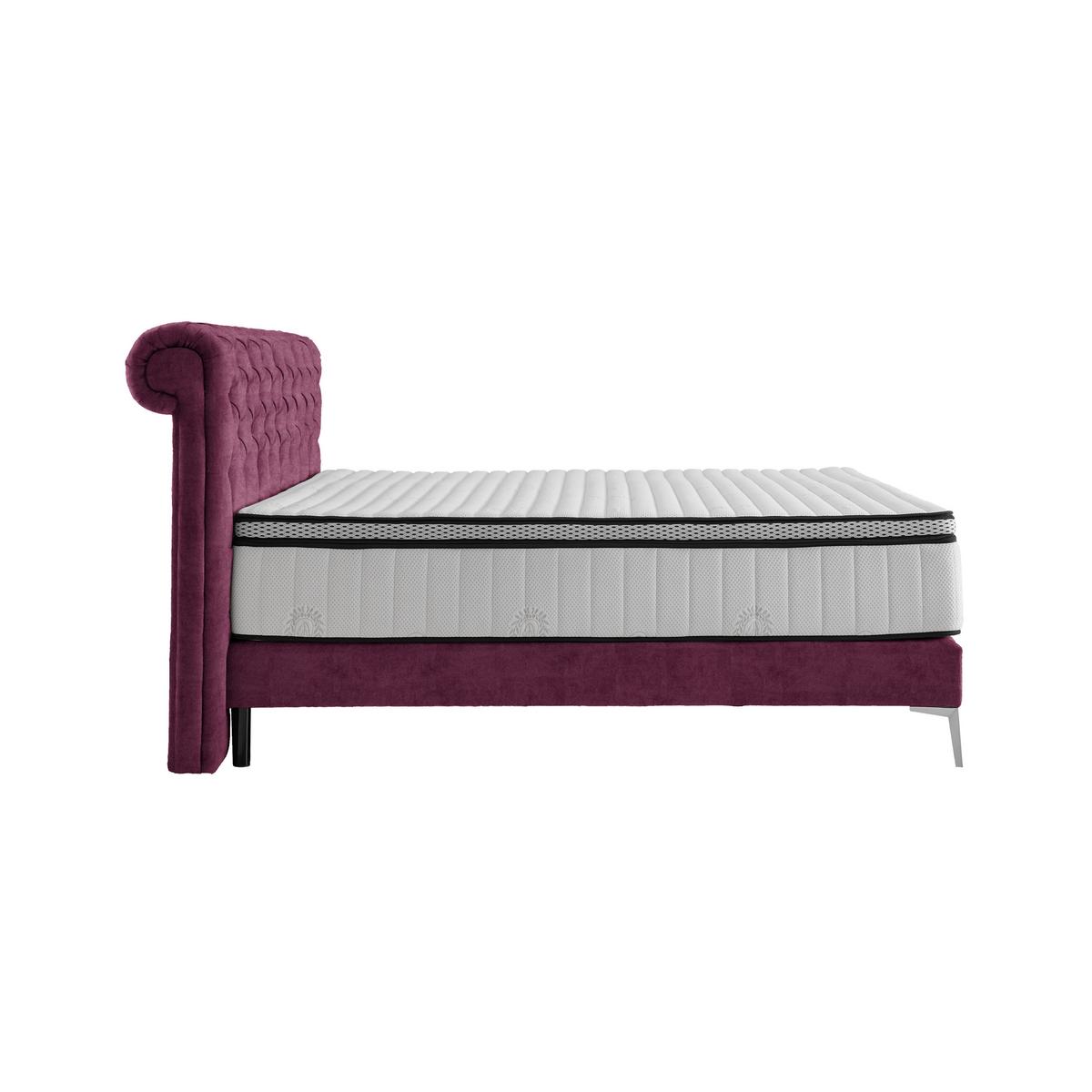 Boxspringbett Queen in Weinrot ca. 160x200cm - Chromfarben/Weinrot, KONVENTIONELL, Textil (160/200cm) - Premium Living