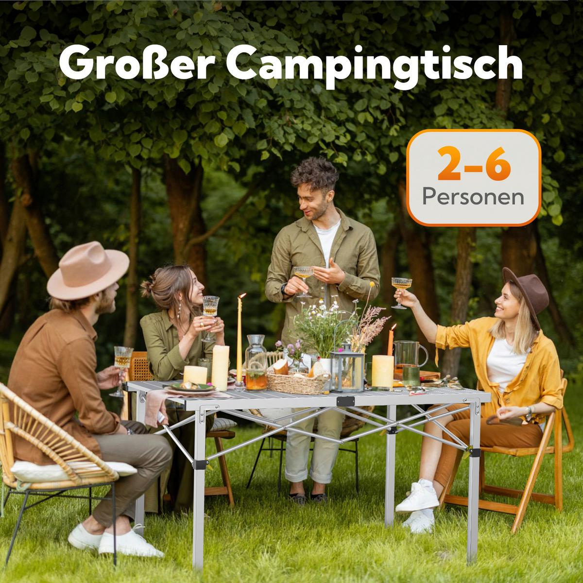 Campingtisch Silberfarben klappbar - Silberfarben, Basics, Metall (118/70/70cm) - Modante