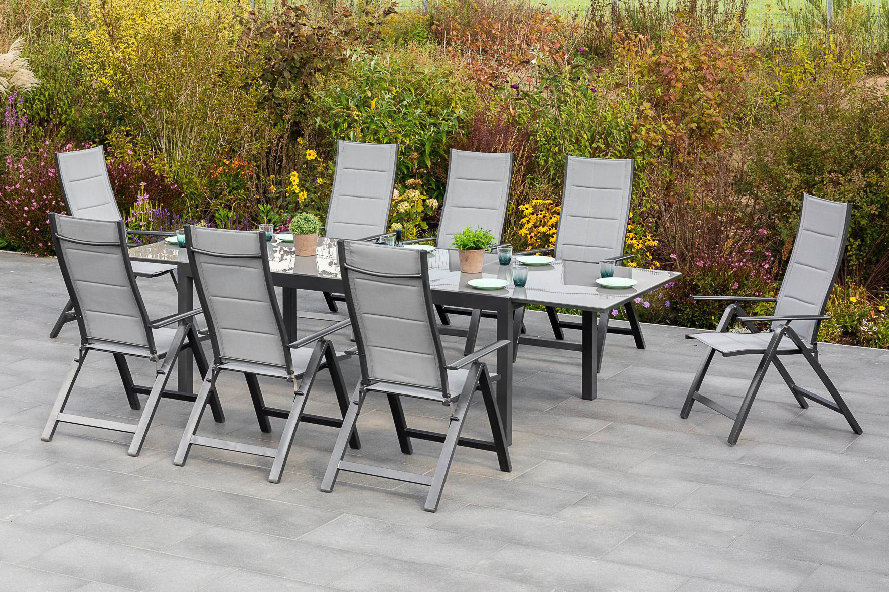 GARTENSET FLORENZ - Graphitfarben/Grau, MODERN, Textil/Metall - Gardenson