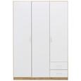 Kleiderschrank Weiß/Eiche - Eichefarben/Alufarben, MODERN, Holz/Holzwerkstoff (135/197/54cm) - MODERN LIVING