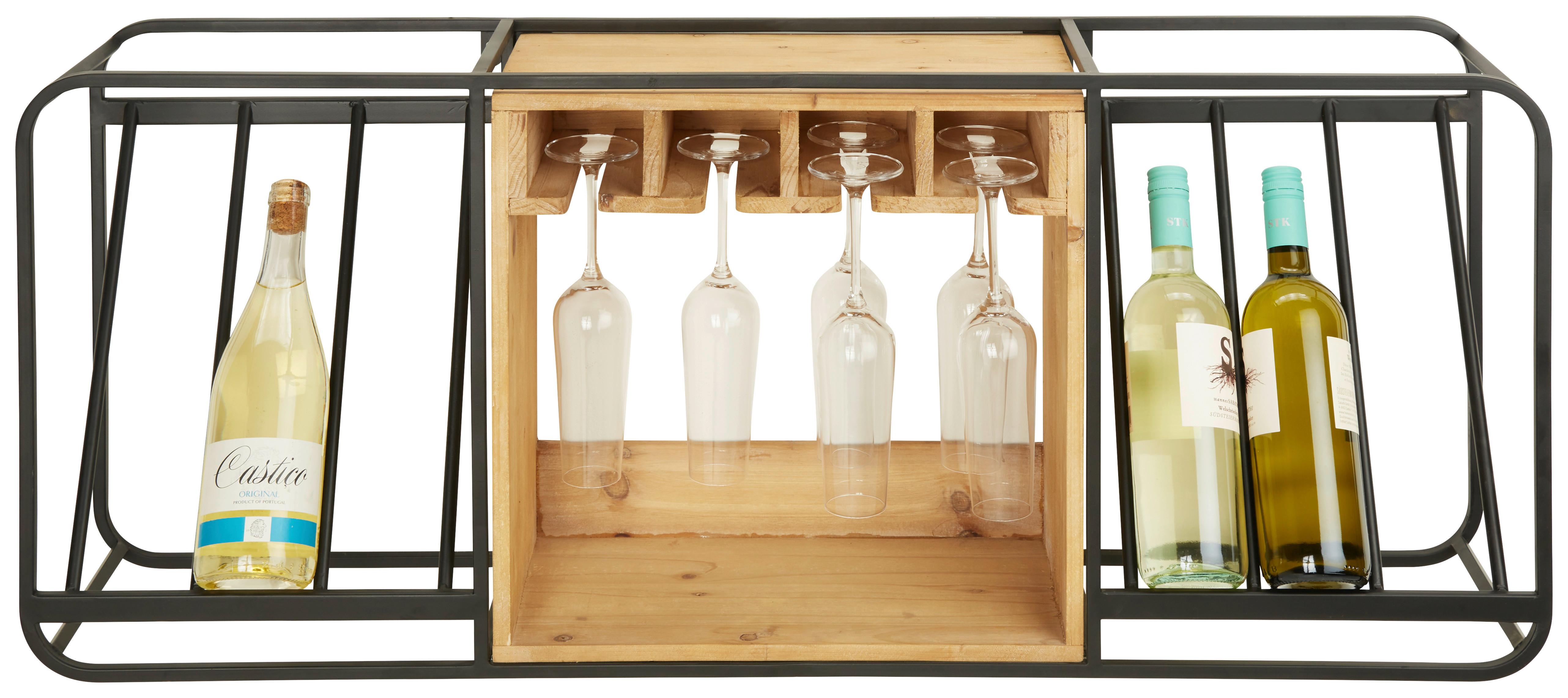 Wandregal in Naturfarben/Schwarz - Schwarz/Naturfarben, Modern, Holz/Metall (102/42/20cm) - Zandiara