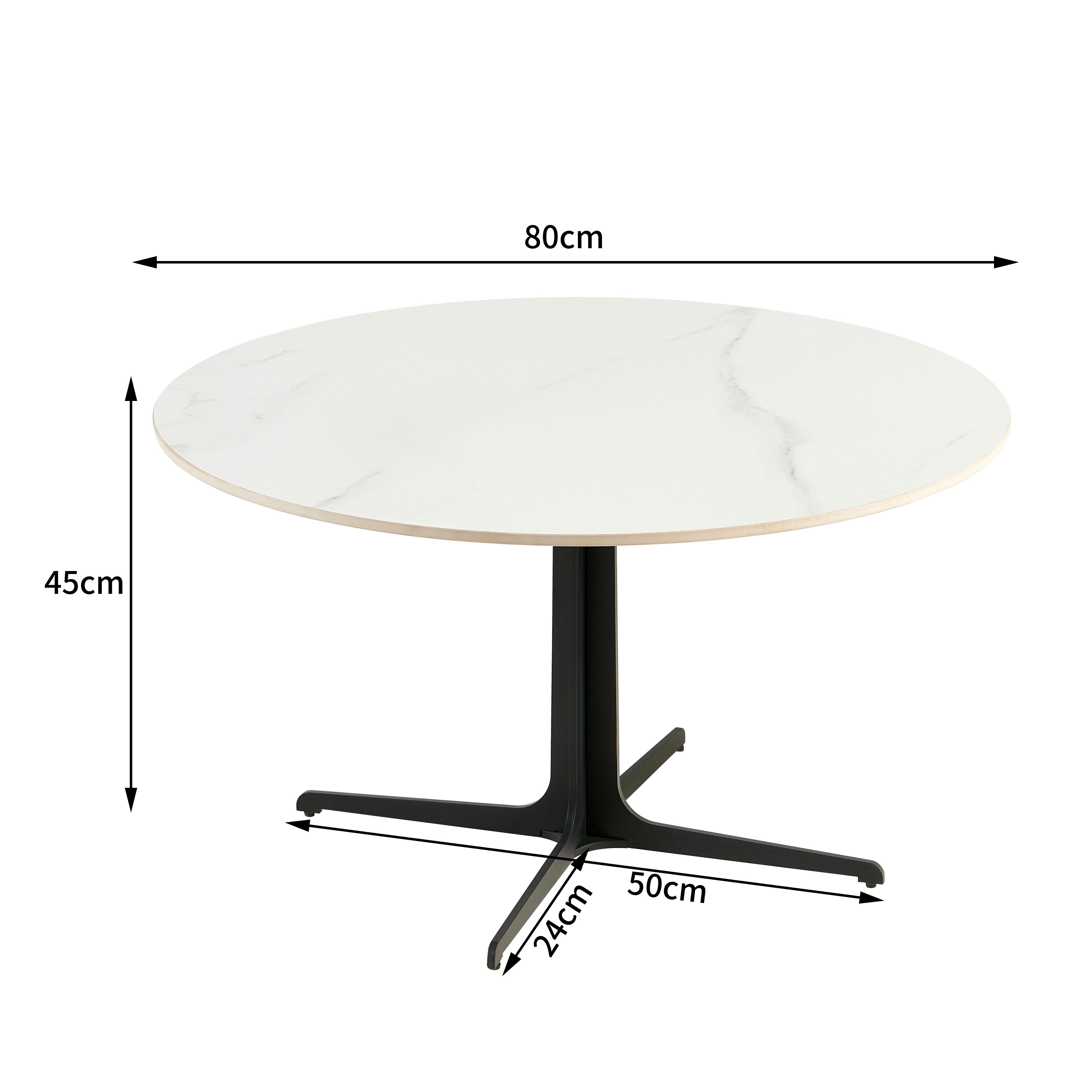 Măsuță de cafea WHITE PEARL 3 - alb/negru, Modern, ceramică/metal (80/45/80cm) - Modern Living