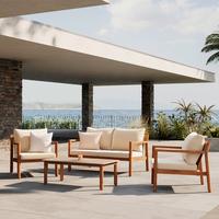 Gartenset Kristina Beige/Walnussfarben, 4-teilig - Beige/Walnussfarben, MODERN, Textil/Metall (130/68/80,5cm) - Mömax