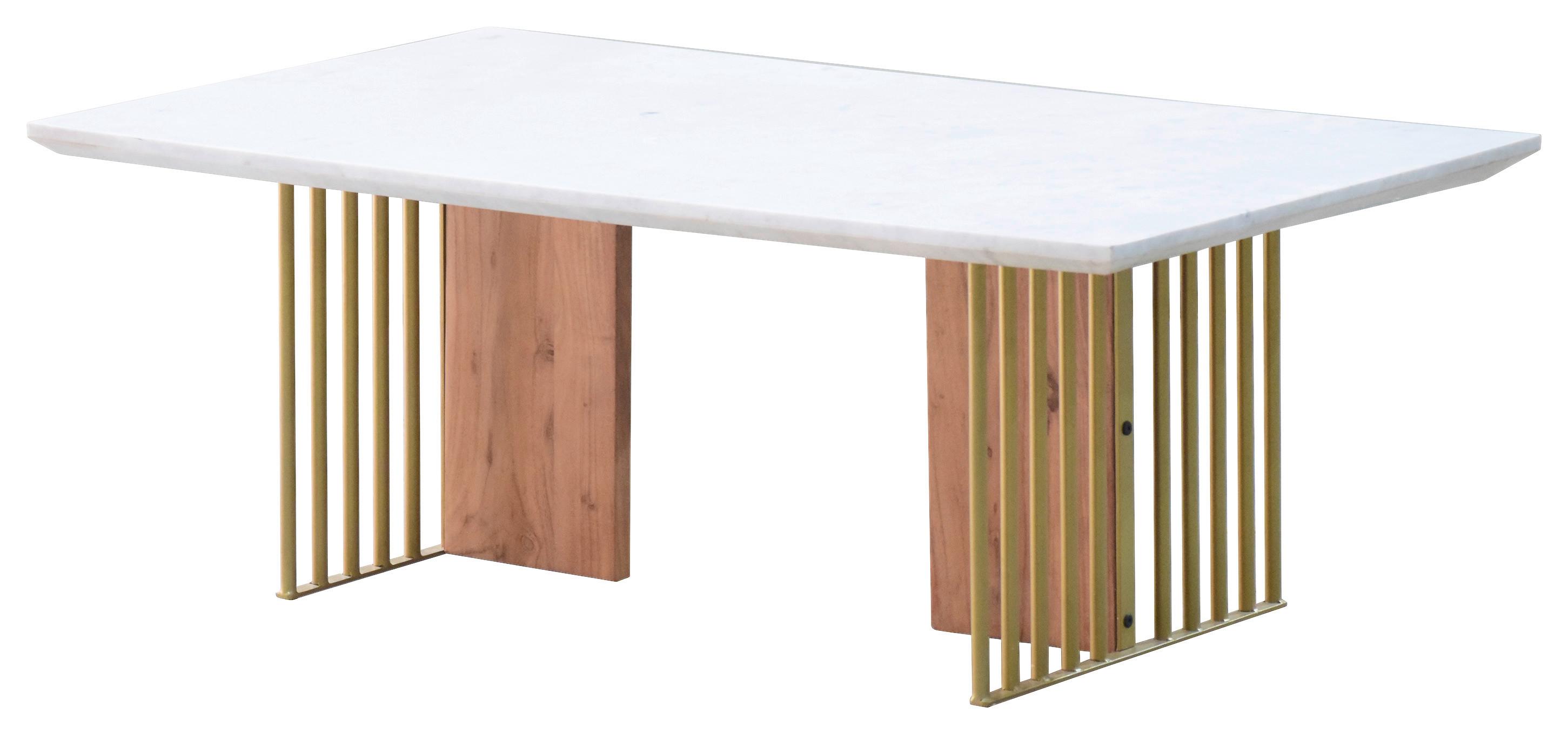 STOLIK KAWOWY SYCZUAN - kolor akacjowy/biały, Lifestyle, kamień/metal (120/45/70cm) - MID.YOU
